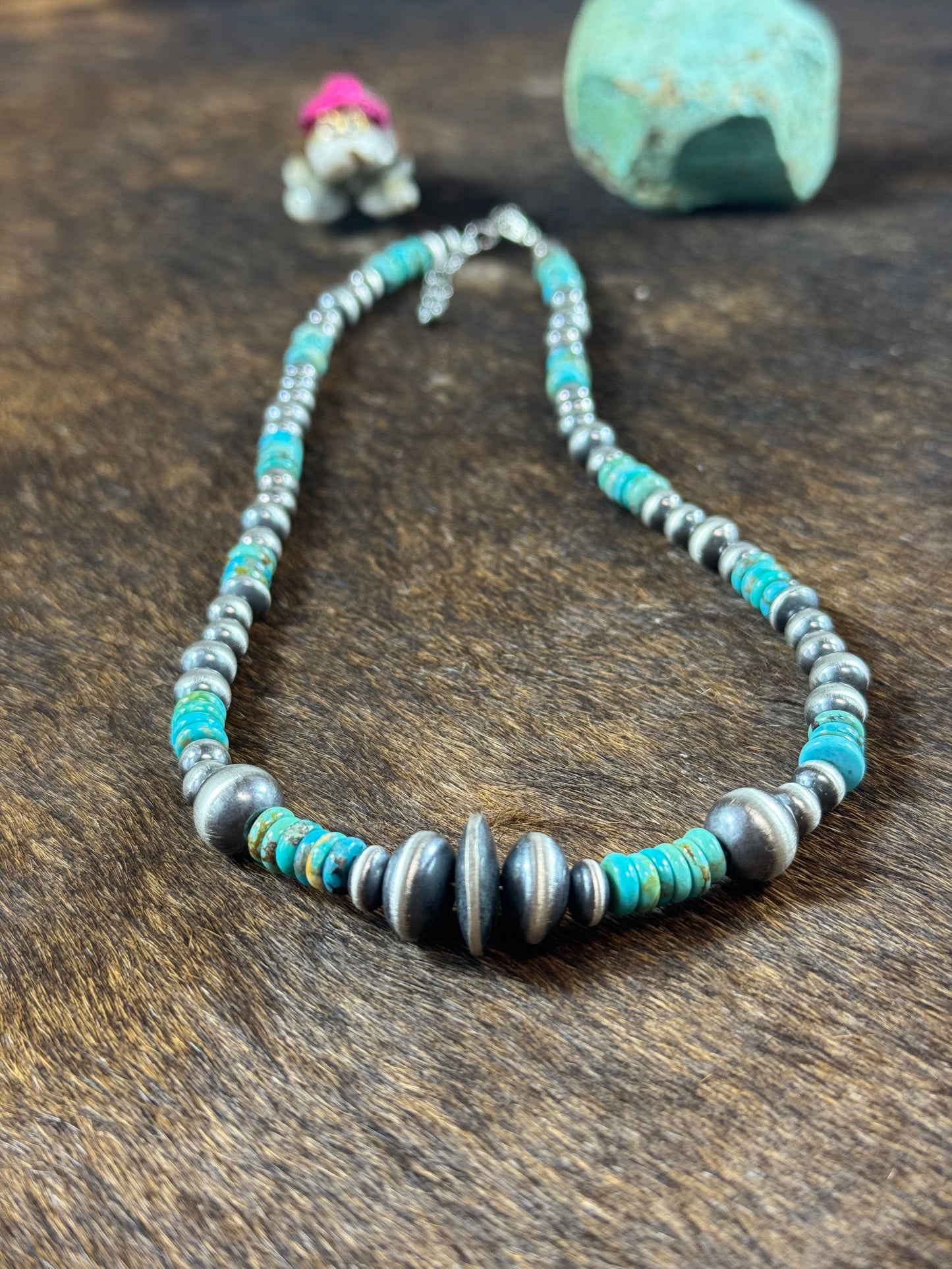 Kingman Turquoise and Sterling Silver Varied Necklace