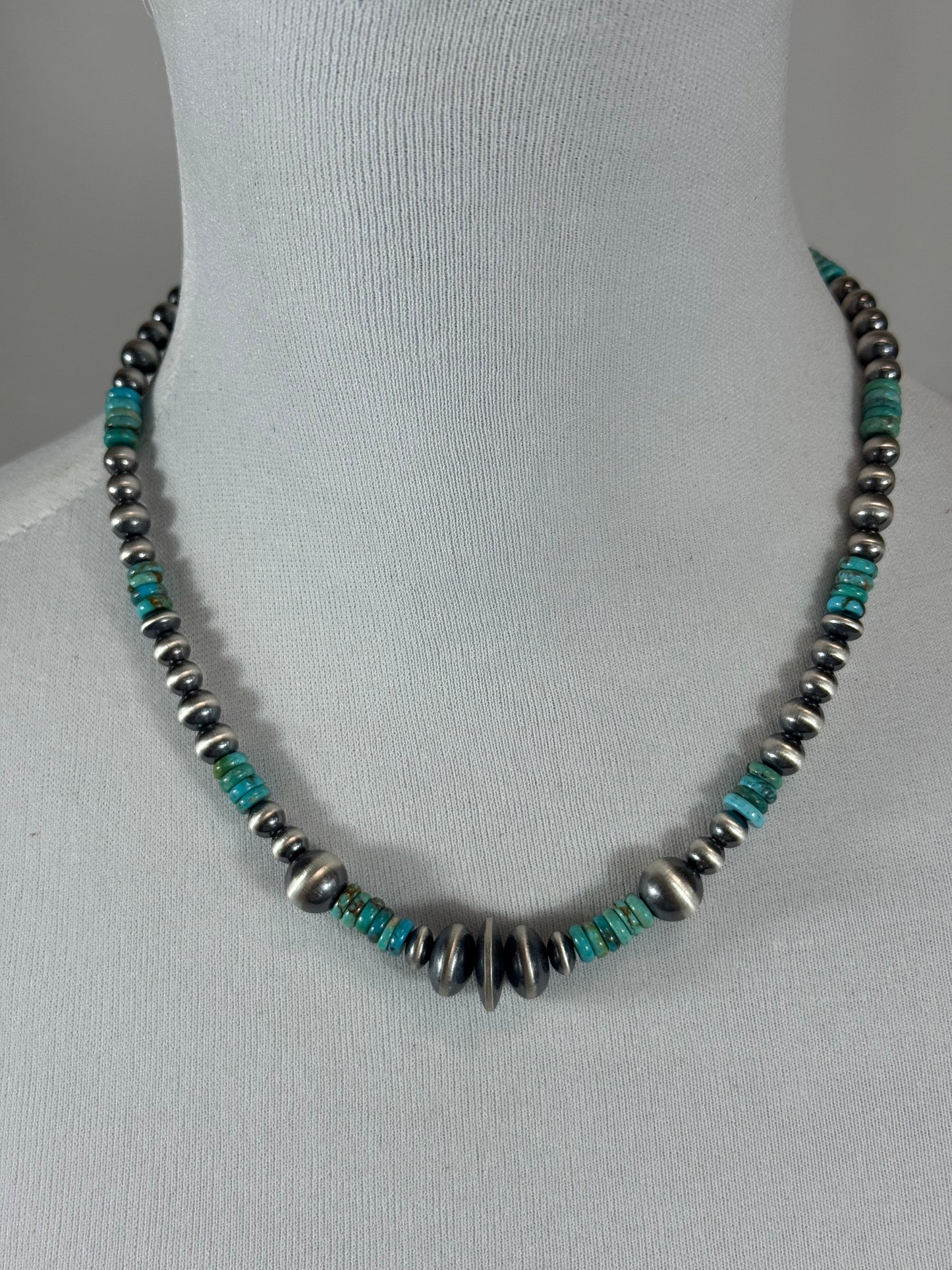 Kingman Turquoise and Sterling Silver Varied Necklace
