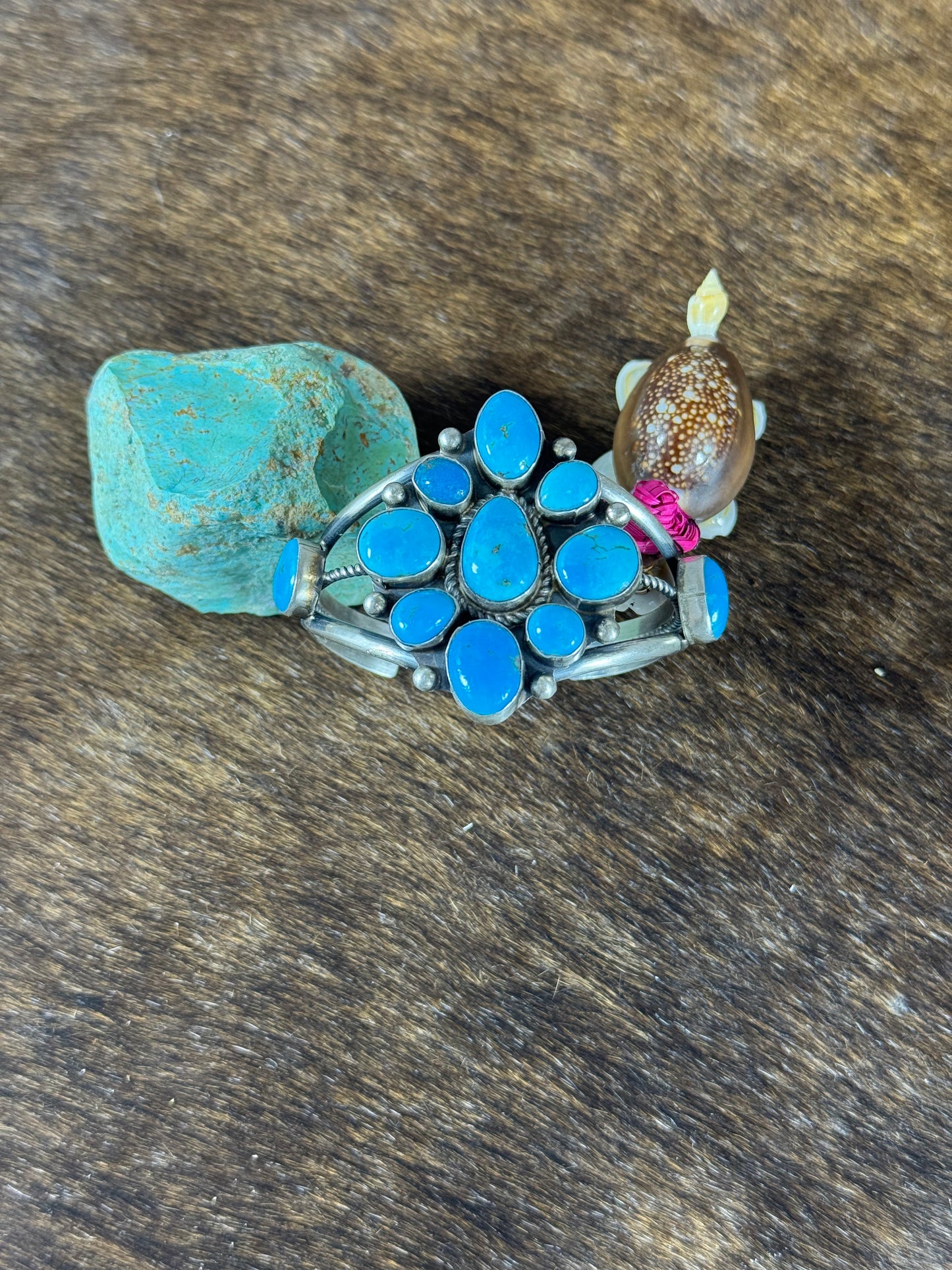 Kingman Turquoise Cluster Bracelet