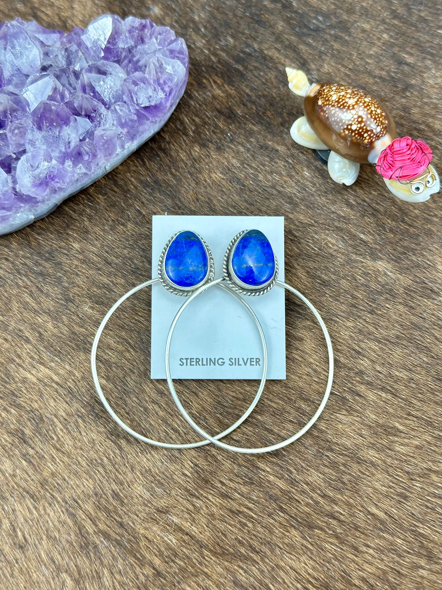 Lapis Sterling Hoop Earrings