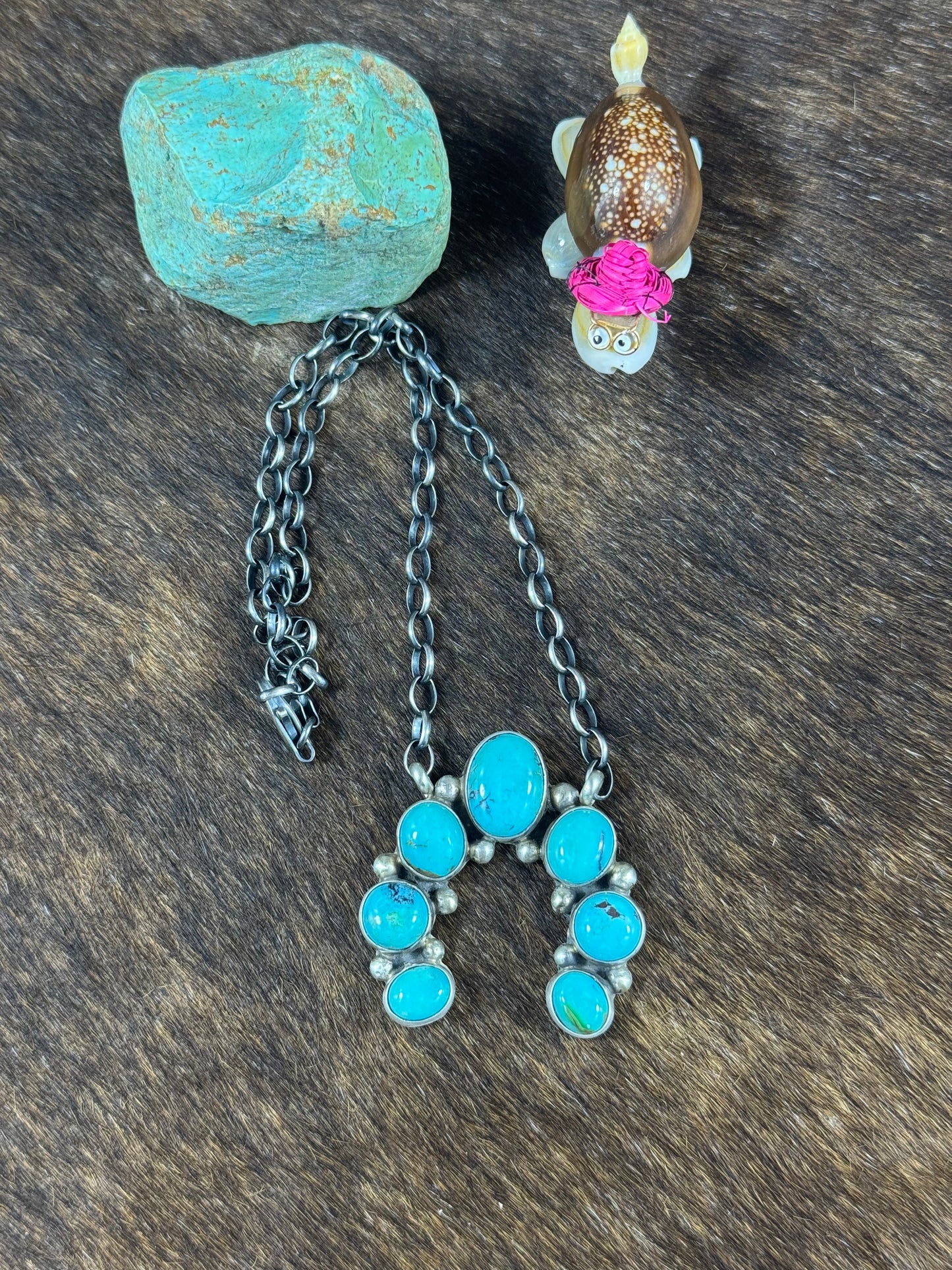Kingman Turquoise Naja Fixed Pendant Necklace