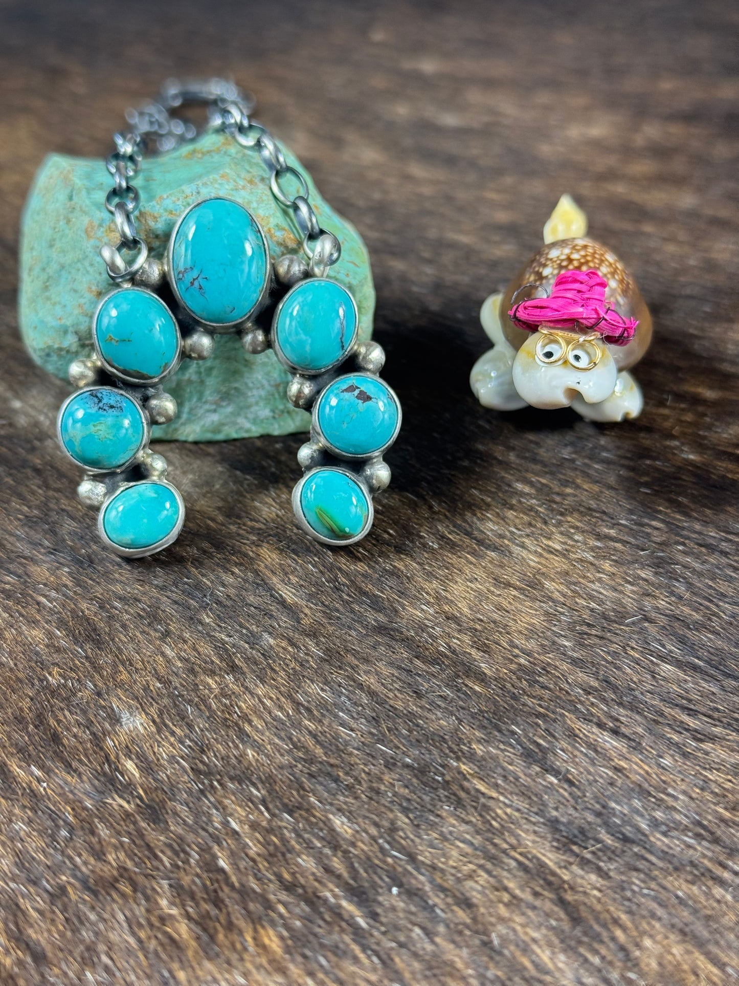 Kingman Turquoise Naja Fixed Pendant Necklace