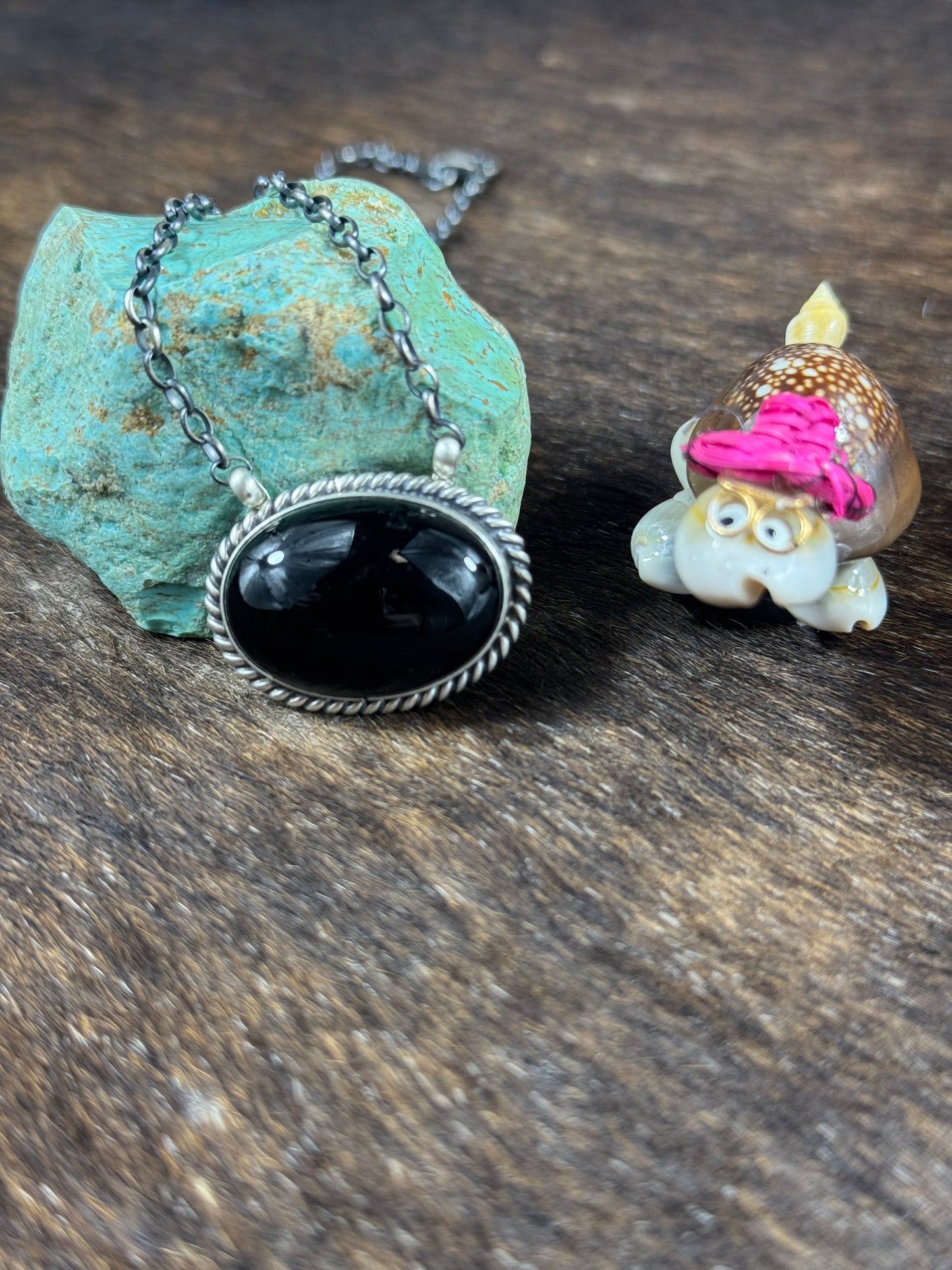 Black Onyx Oval Fixed Pendant Necklace