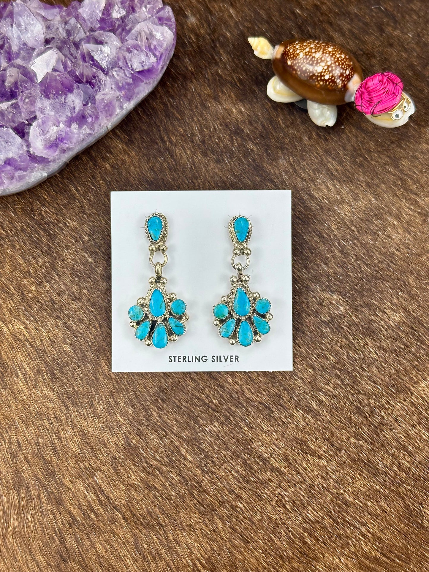Kingman Turquoise Fan Earring