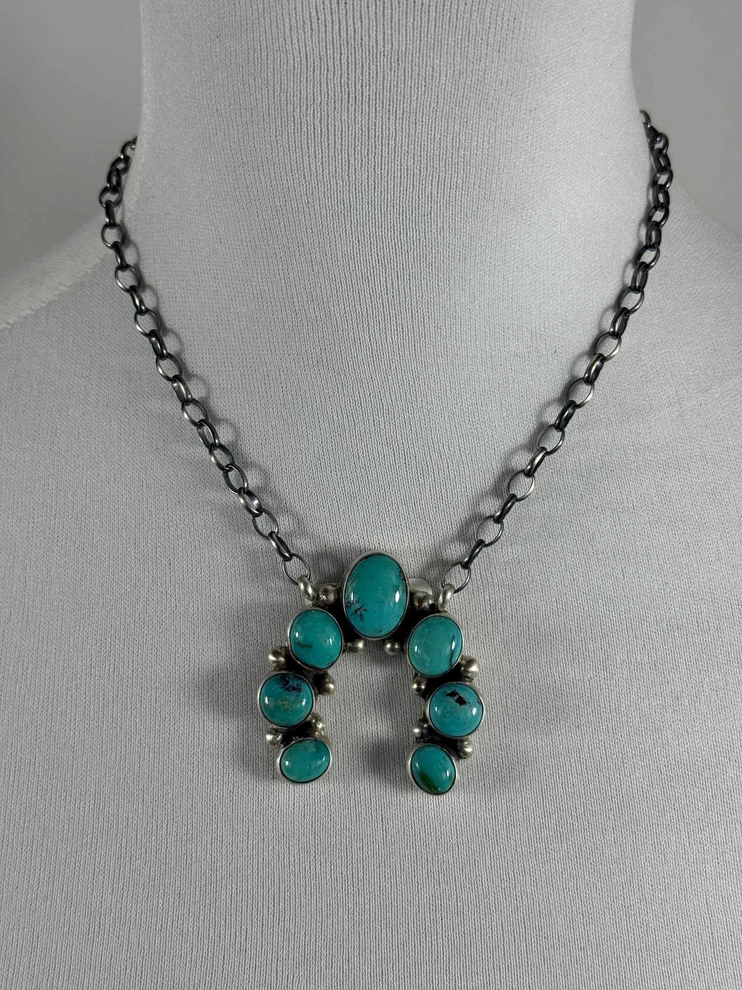 Kingman Turquoise Naja Fixed Pendant Necklace
