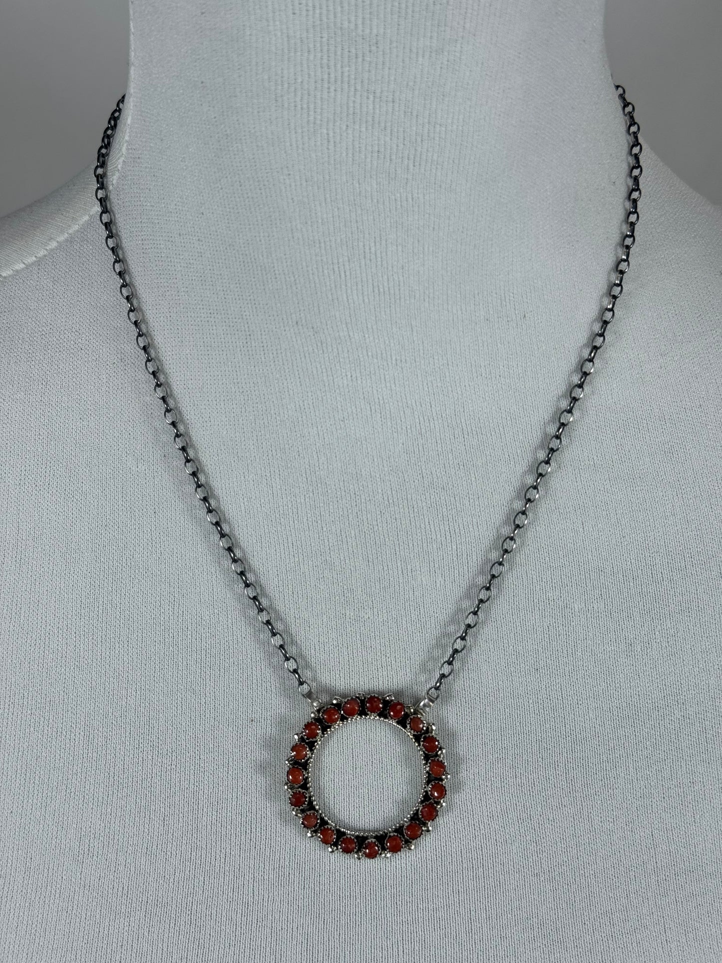 Red Spiny Circle Necklace