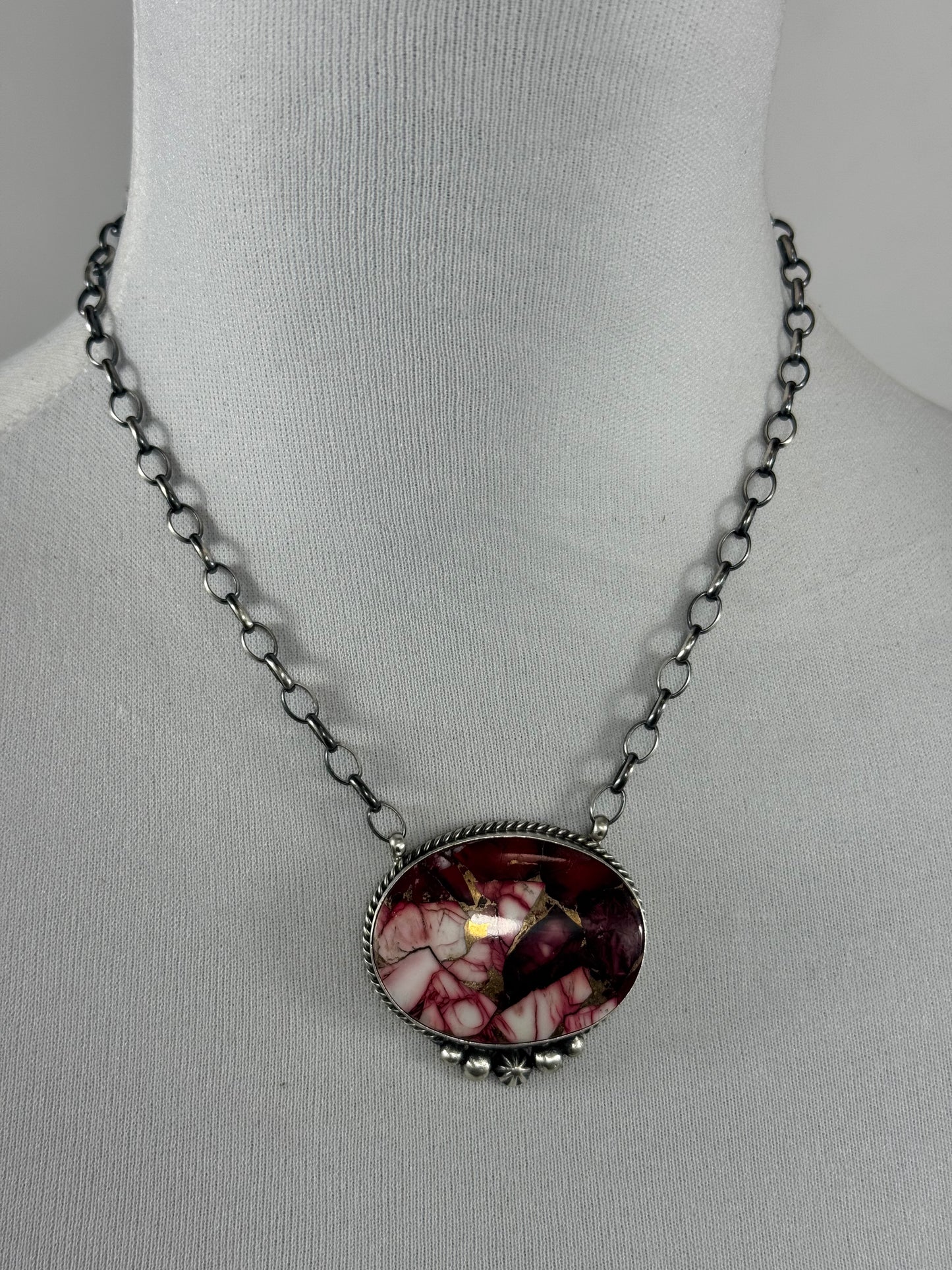 Dahlia Rose Oval Fixed Necklace