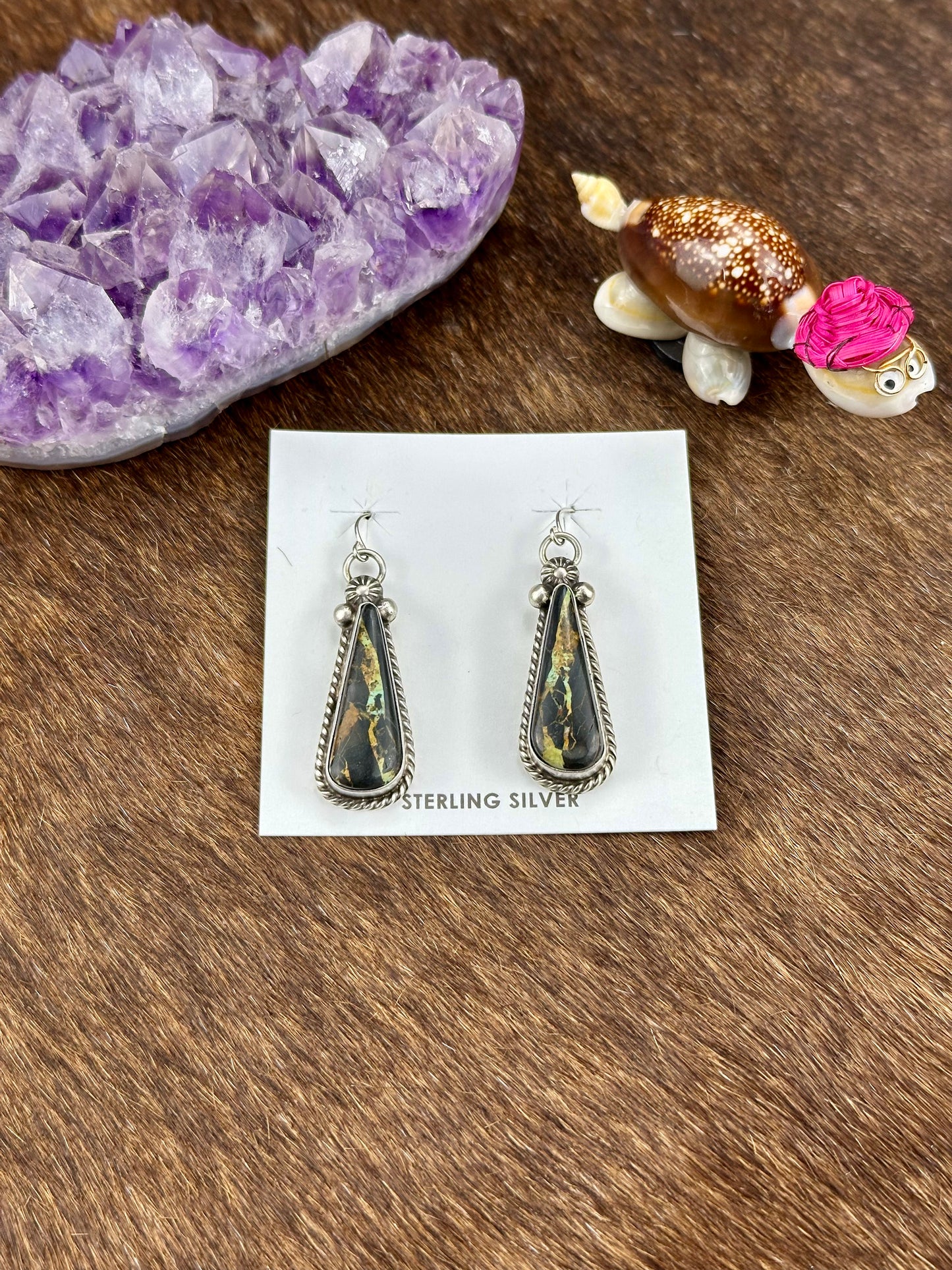 Black Jack Turquoise Teardrop Dangle Earring