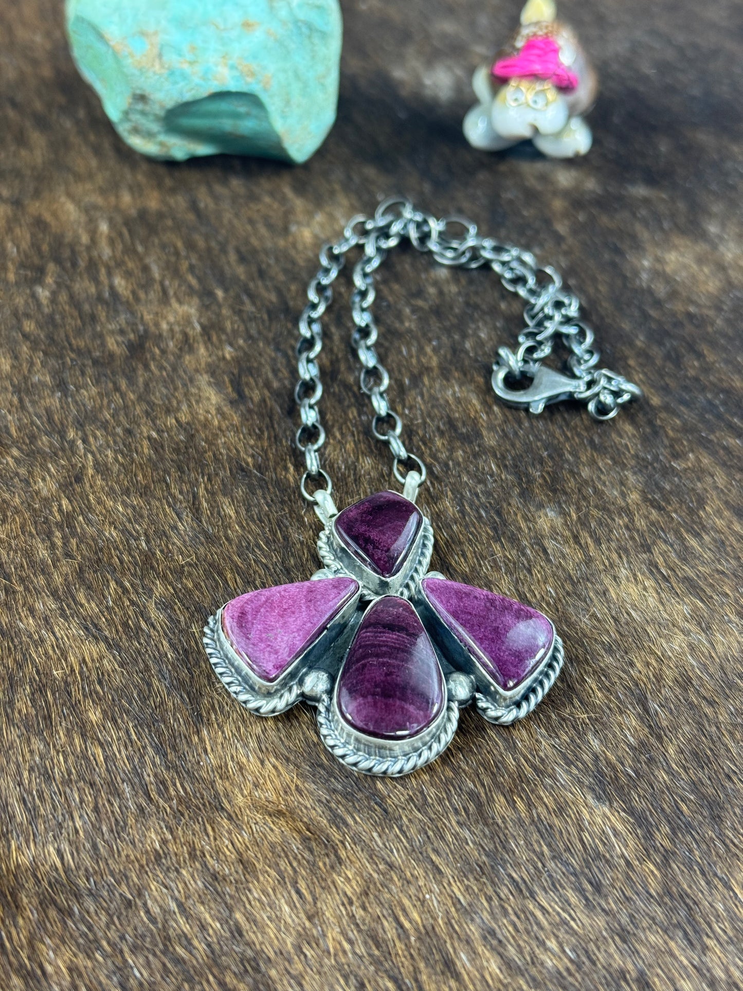 Purple Spiny Fixed Pendant Necklace