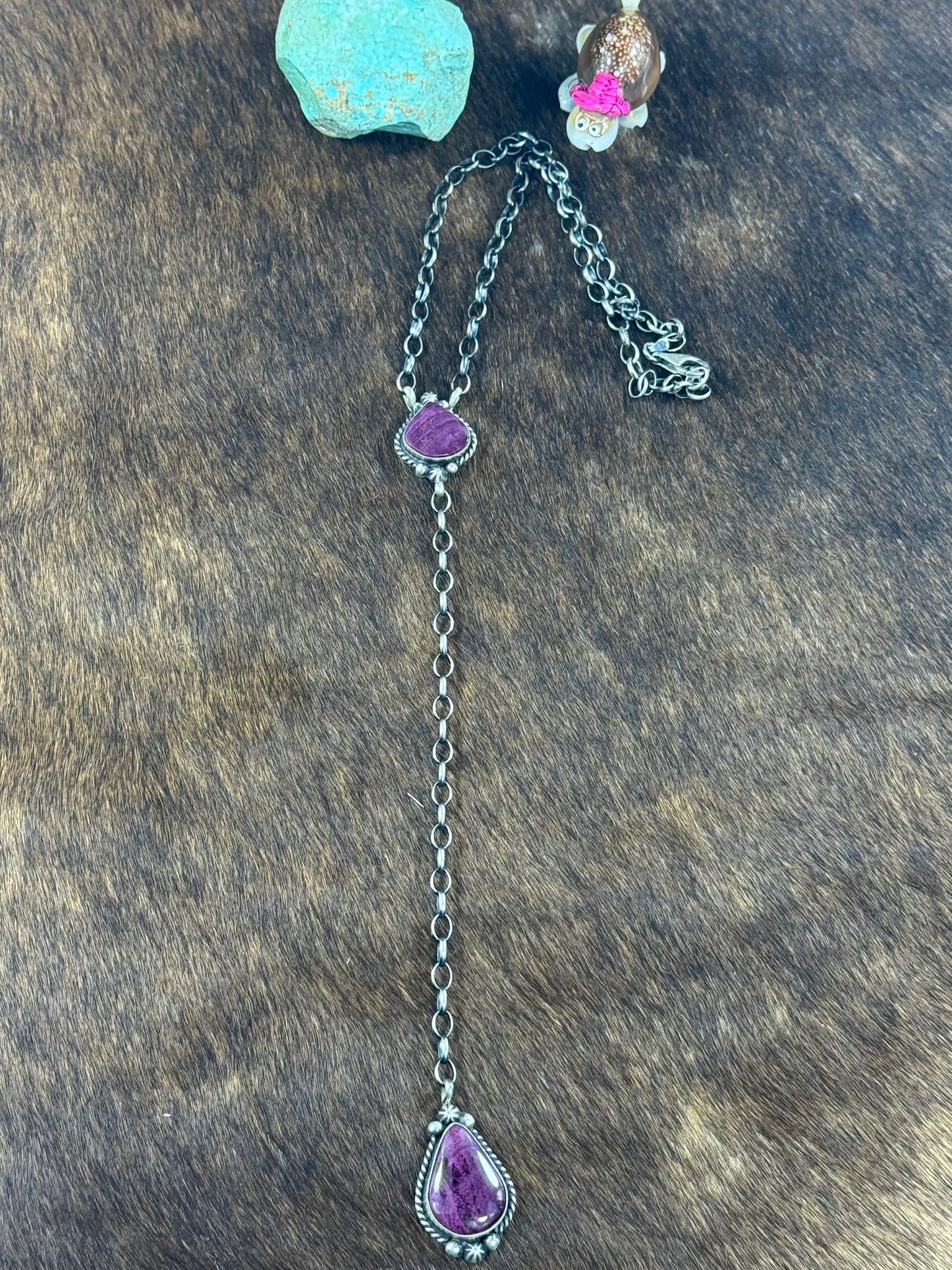 Purple Spiny Lariat Necklace