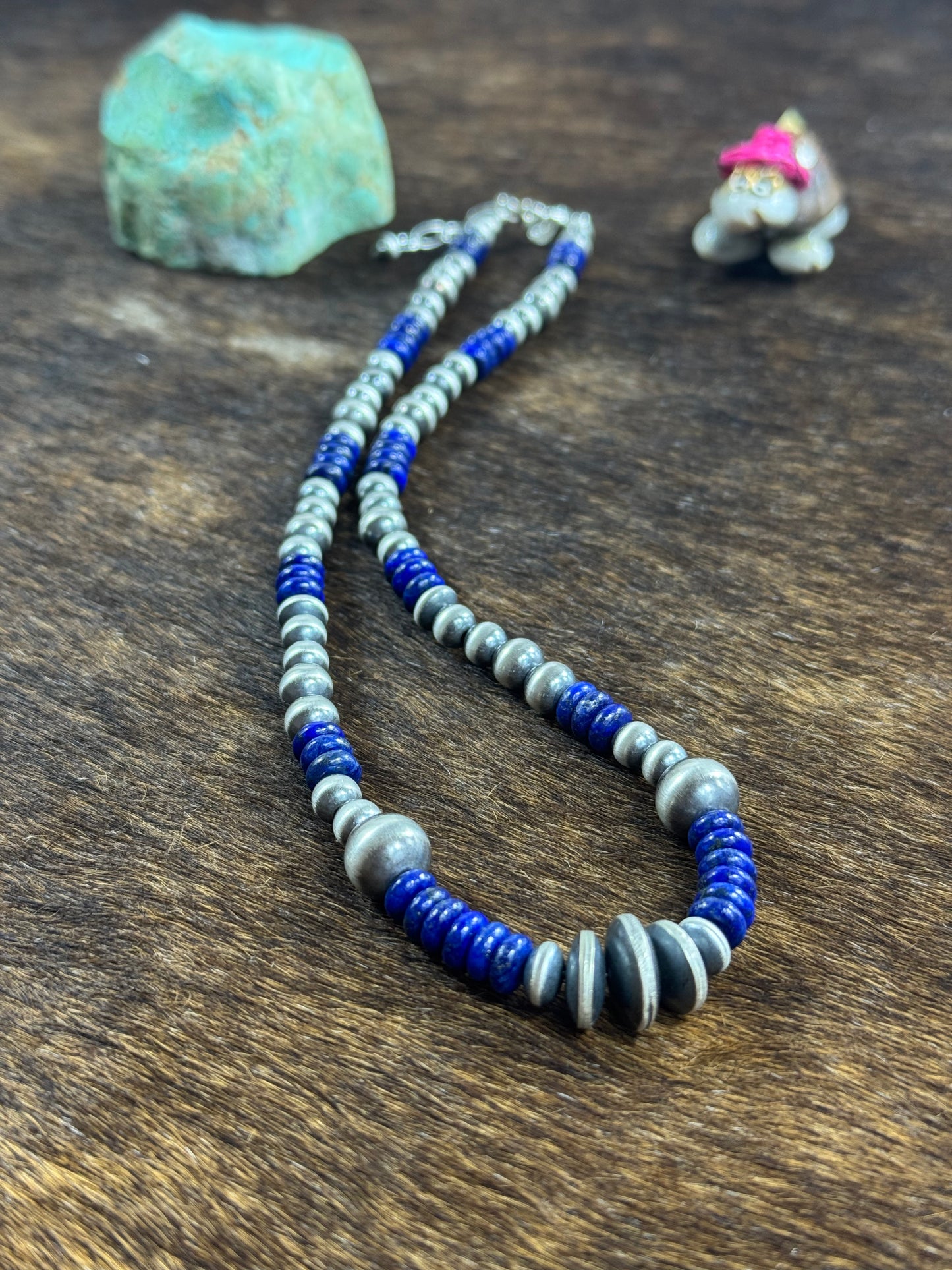 Lapis and Sterling Pearl Necklace