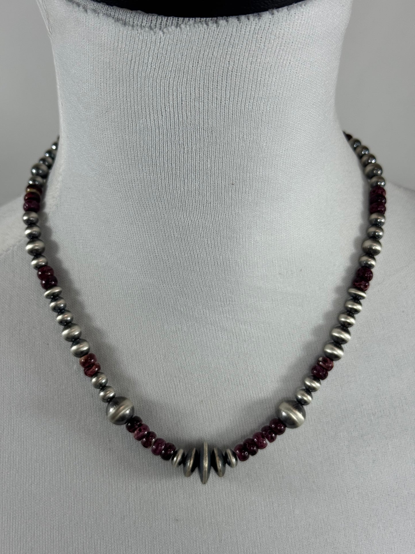 18" Purple Spiny Sterling Pearl Necklace