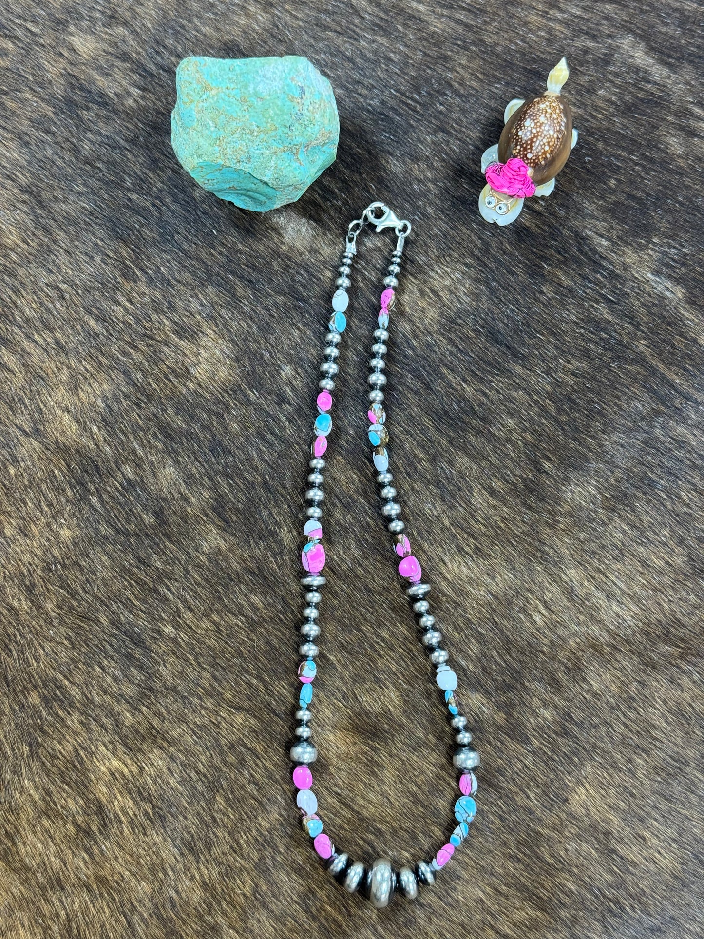 Cotton Candy and Sterling Silver Varied Necklace