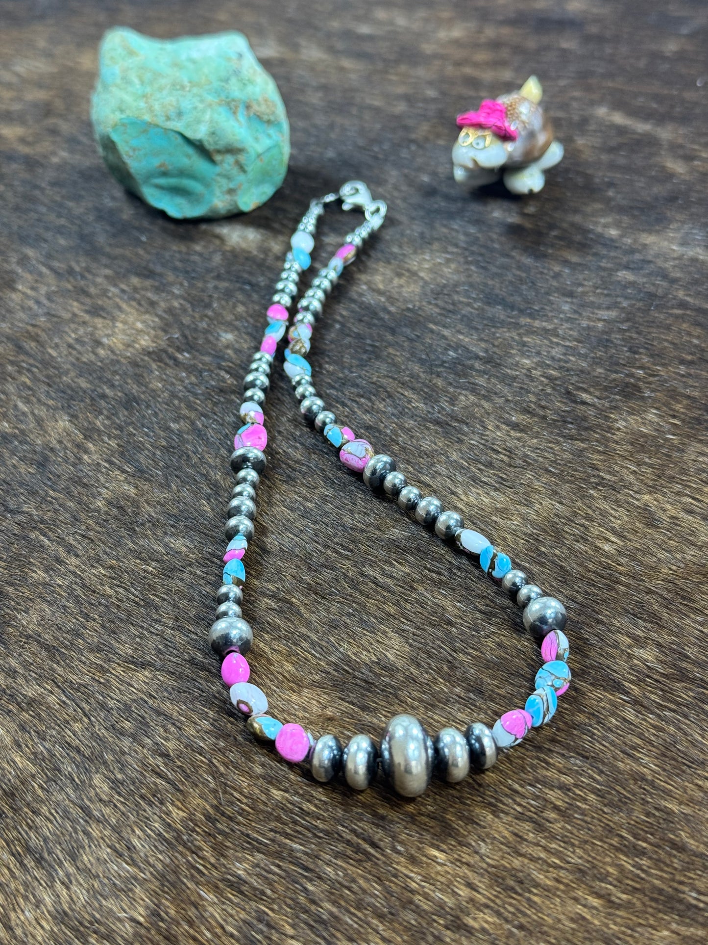 Cotton Candy and Sterling Silver Varied Necklace