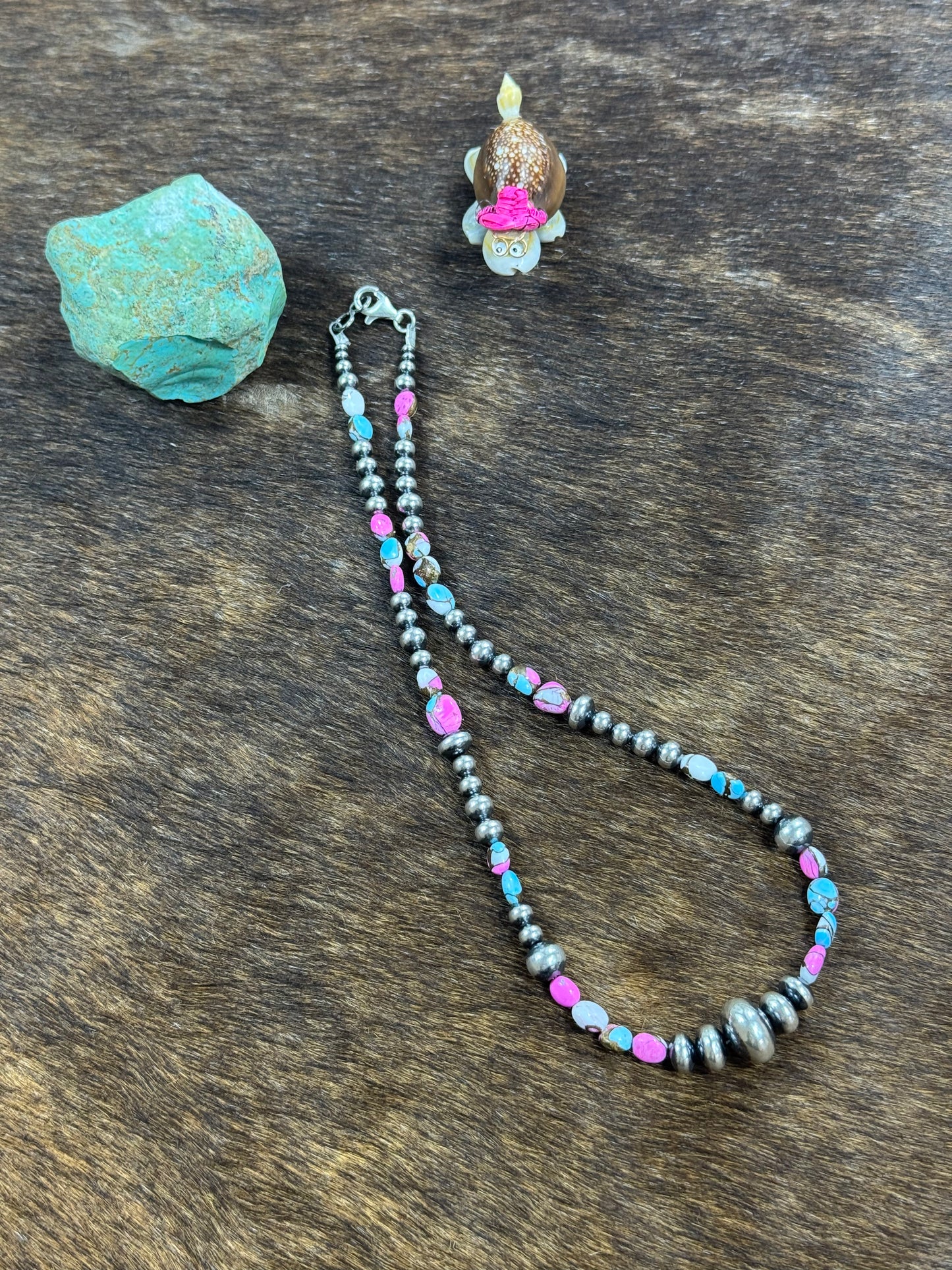 Cotton Candy and Sterling Silver Varied Necklace