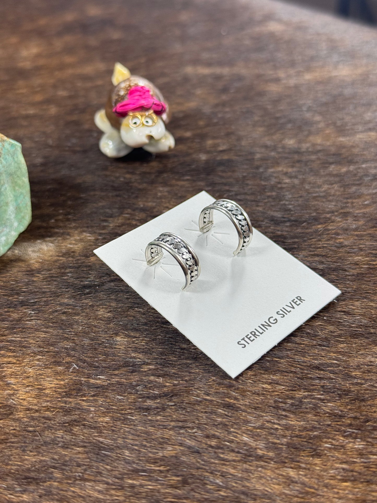 Sterling Hoop Earrings (Line stamp)