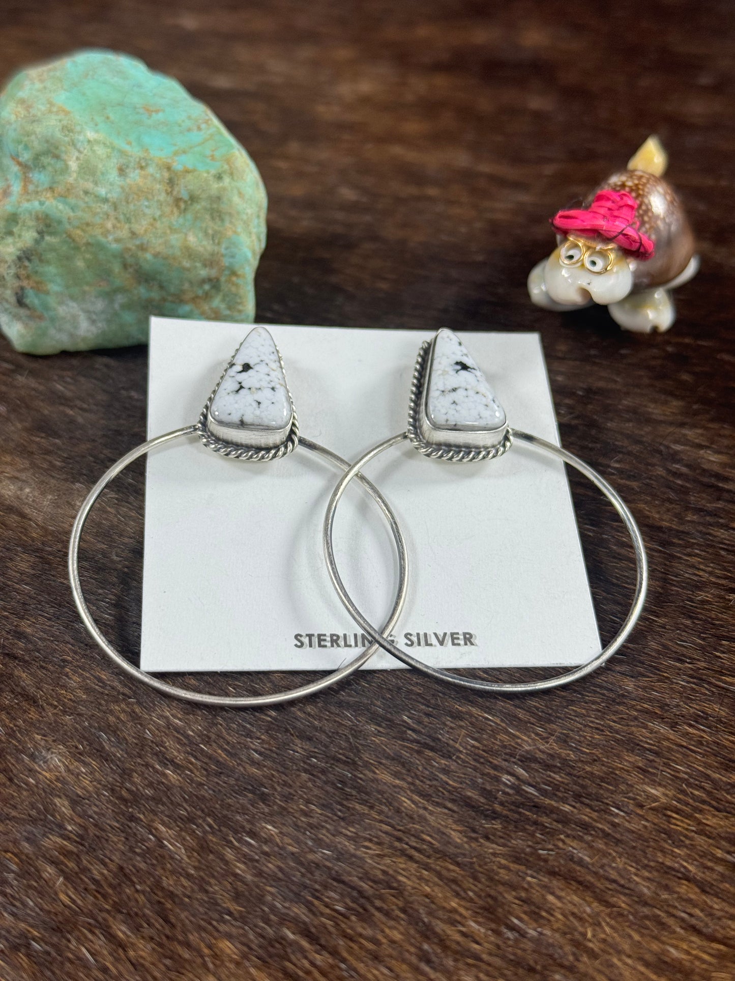 White Buffalo Hoop Earring