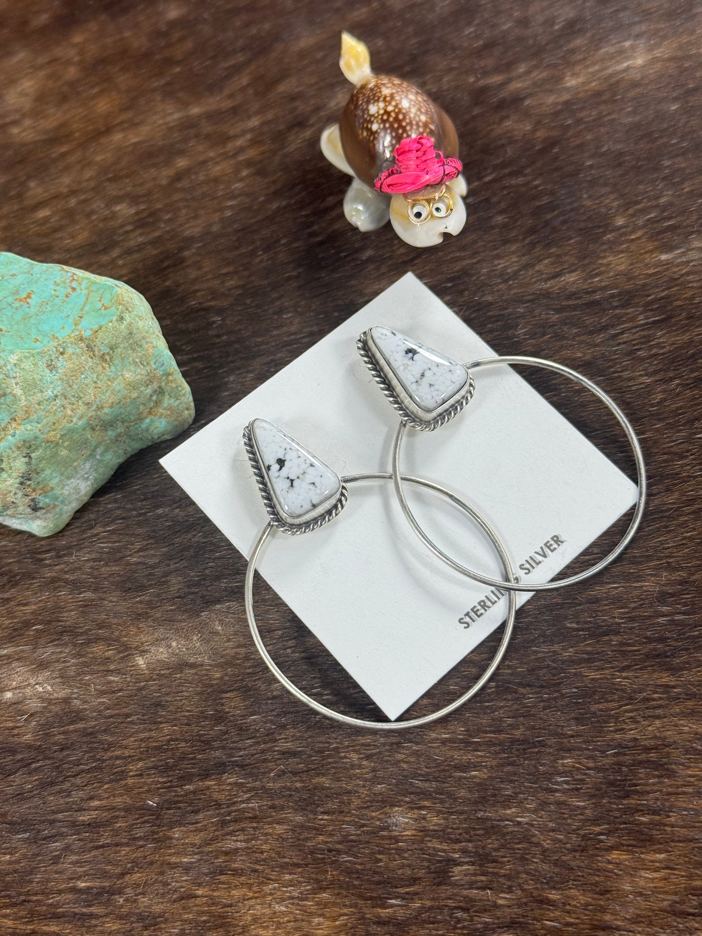 White Buffalo Hoop Earring