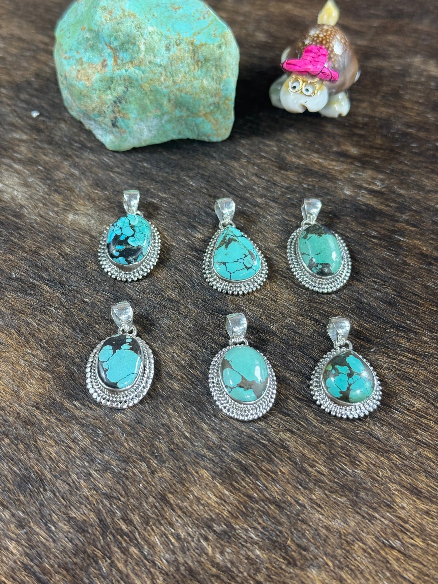 Tibetan Turquoise Twist Wire Pendant