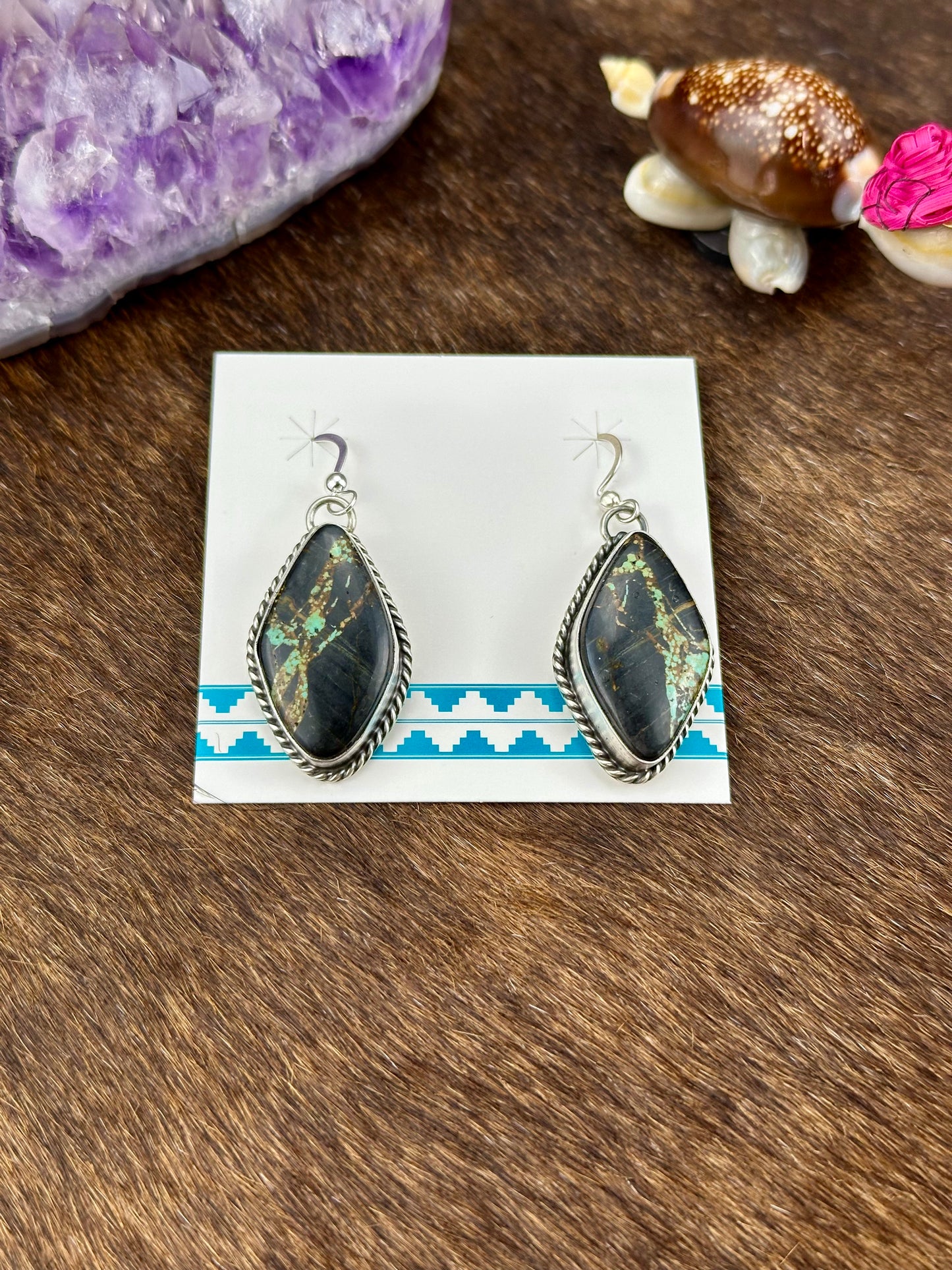 Black Jack Diamond Sterling Silver Dangle Earring