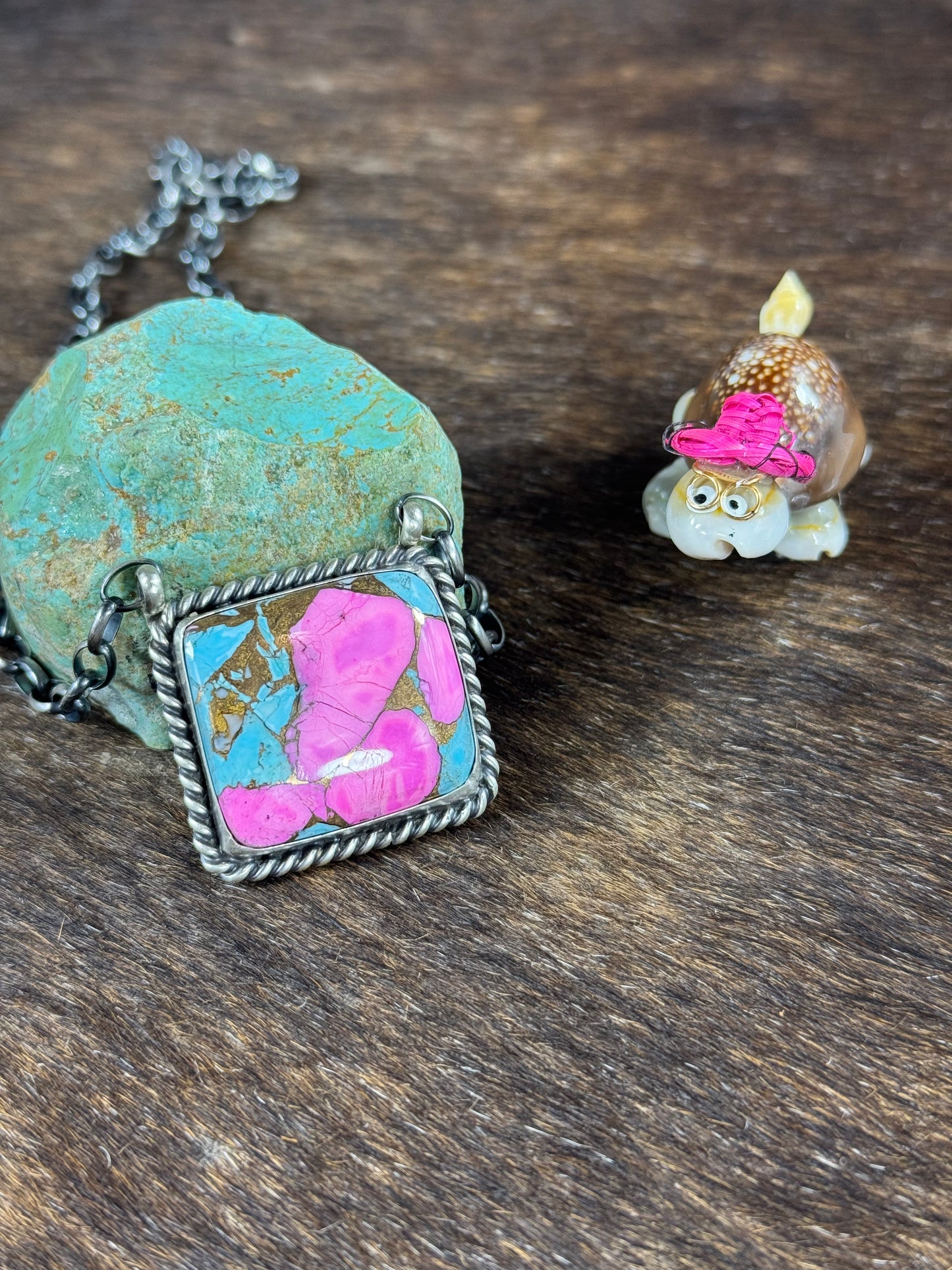 Cotton Candy Square Fixed Pendant Necklace