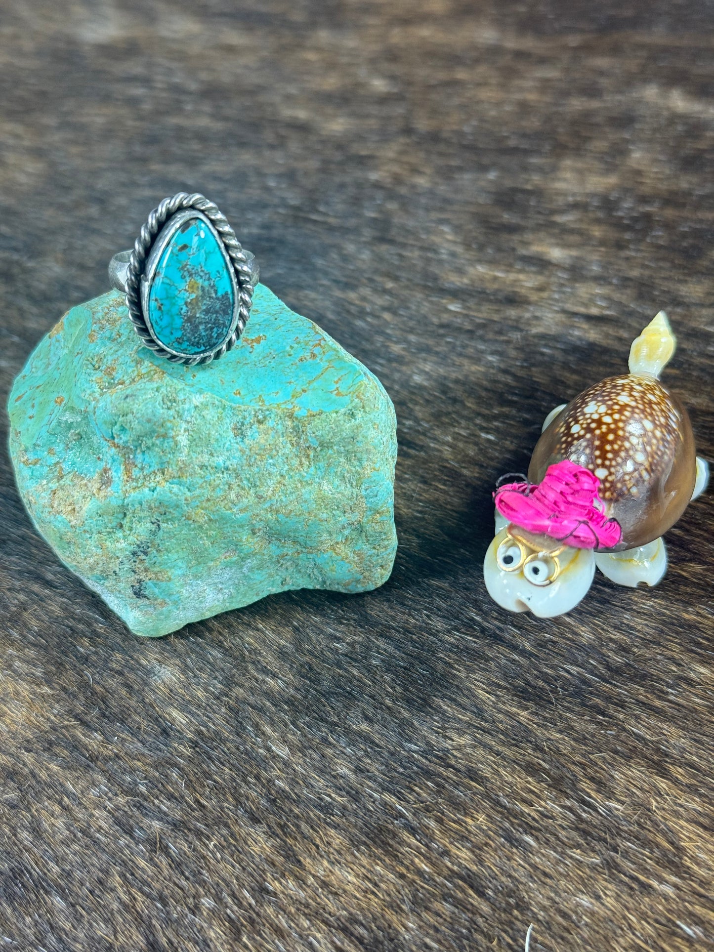 High Grade Kingman Turquoise and Sonoran Gold Ring