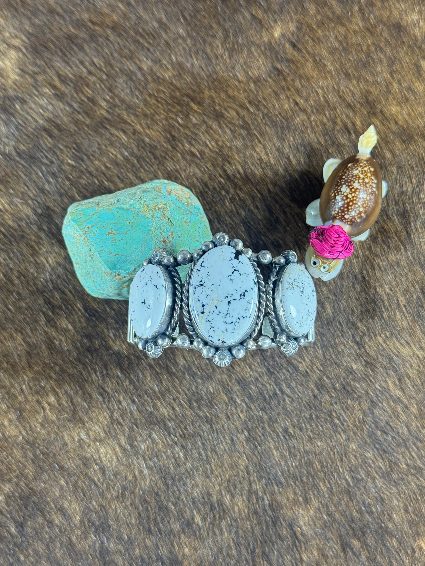 3 Stone White Buffalo Cuff