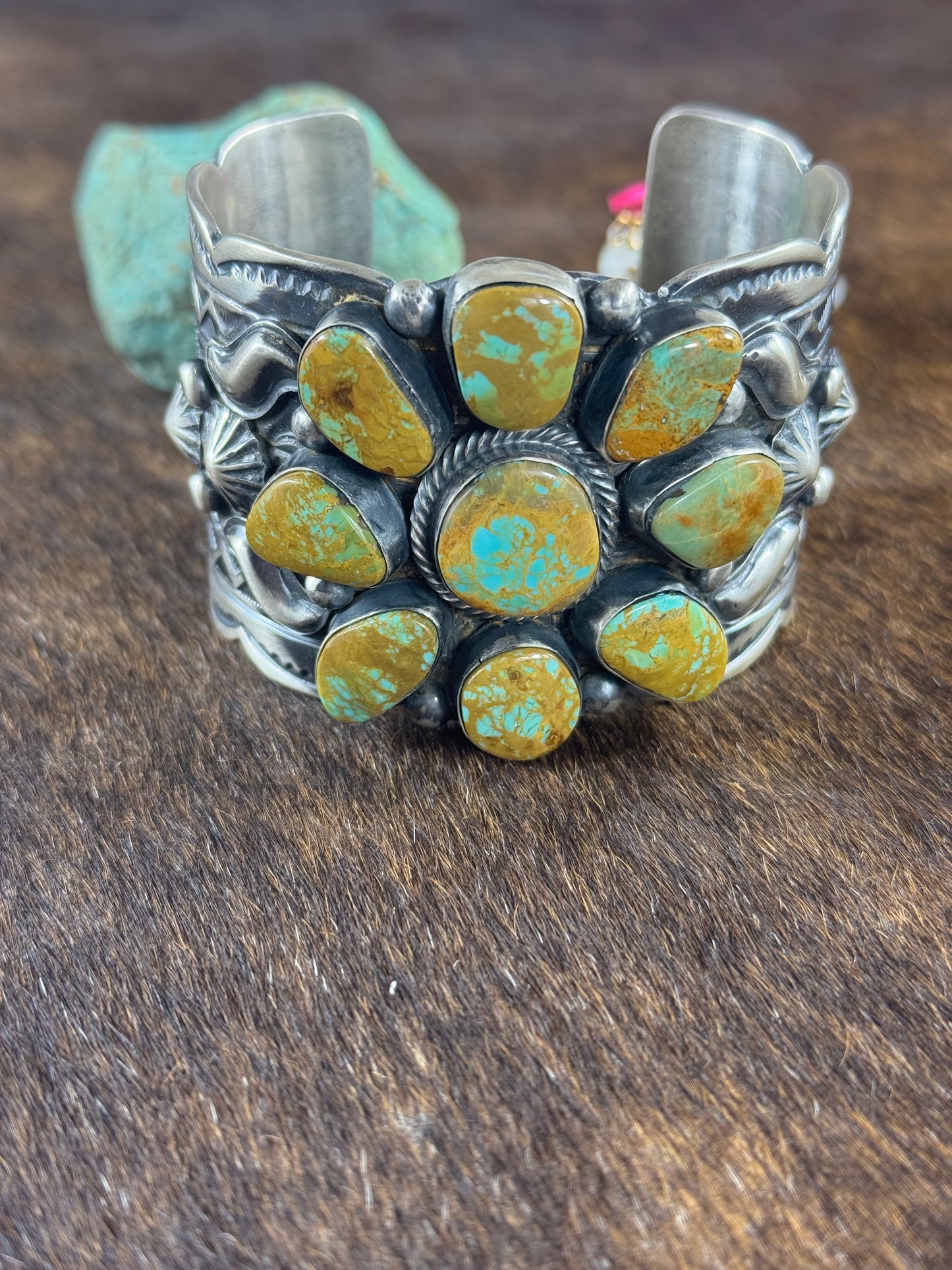 Kingman Turquoise Cluster Cuff