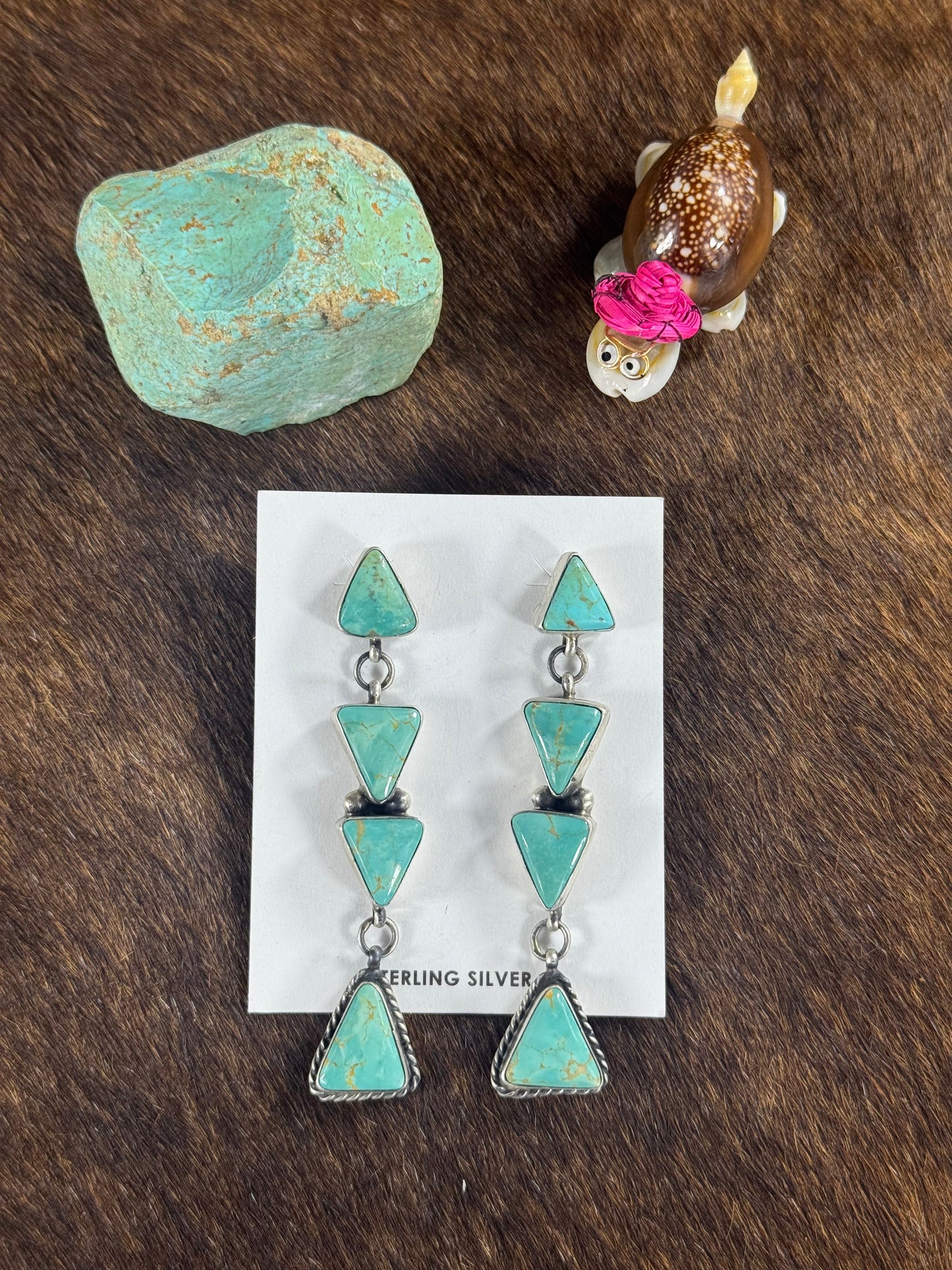 Kingman Turquoise Dangle Traingle Earring