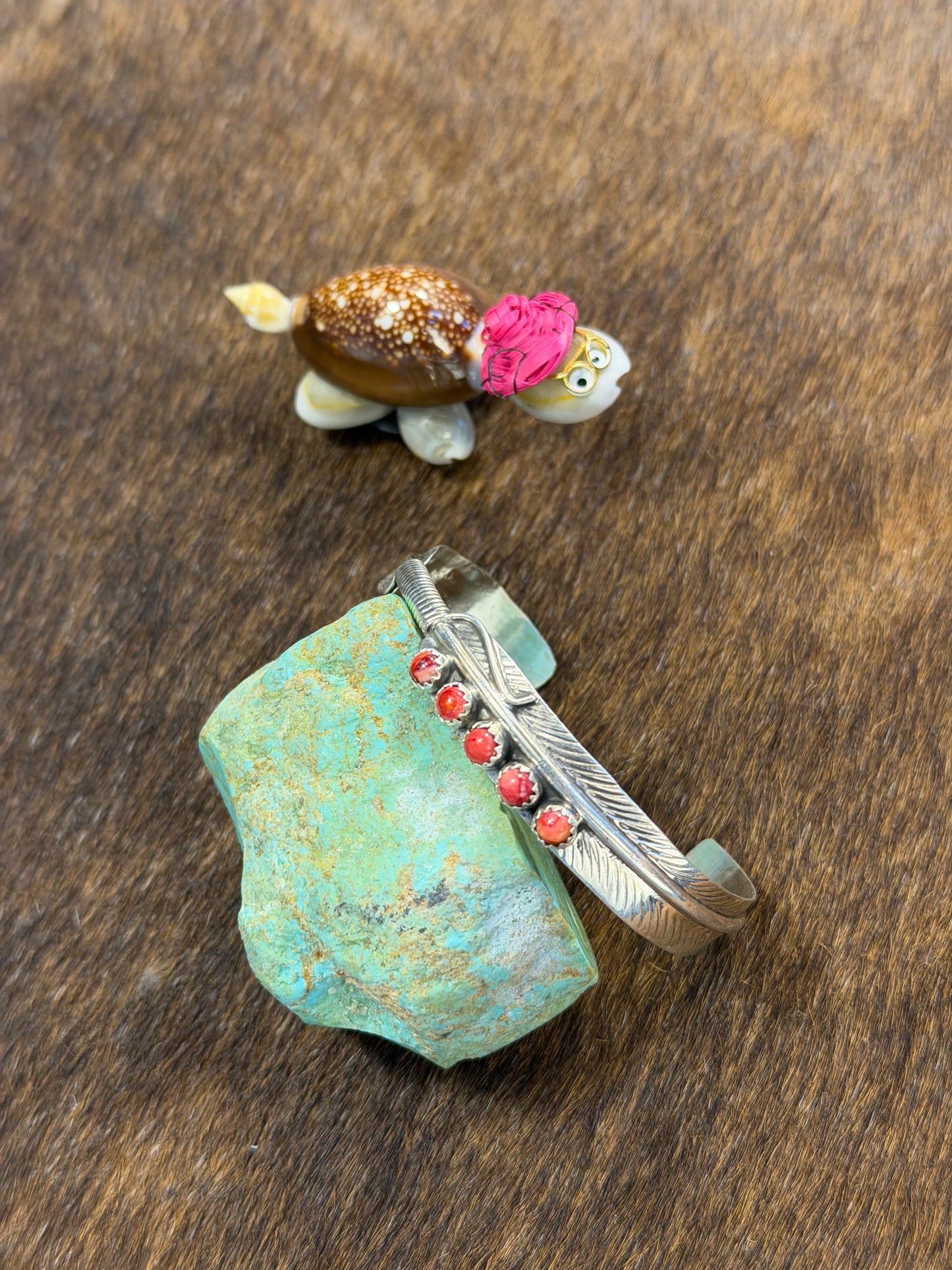 5 Stone Red Spiny Feather Breaclet