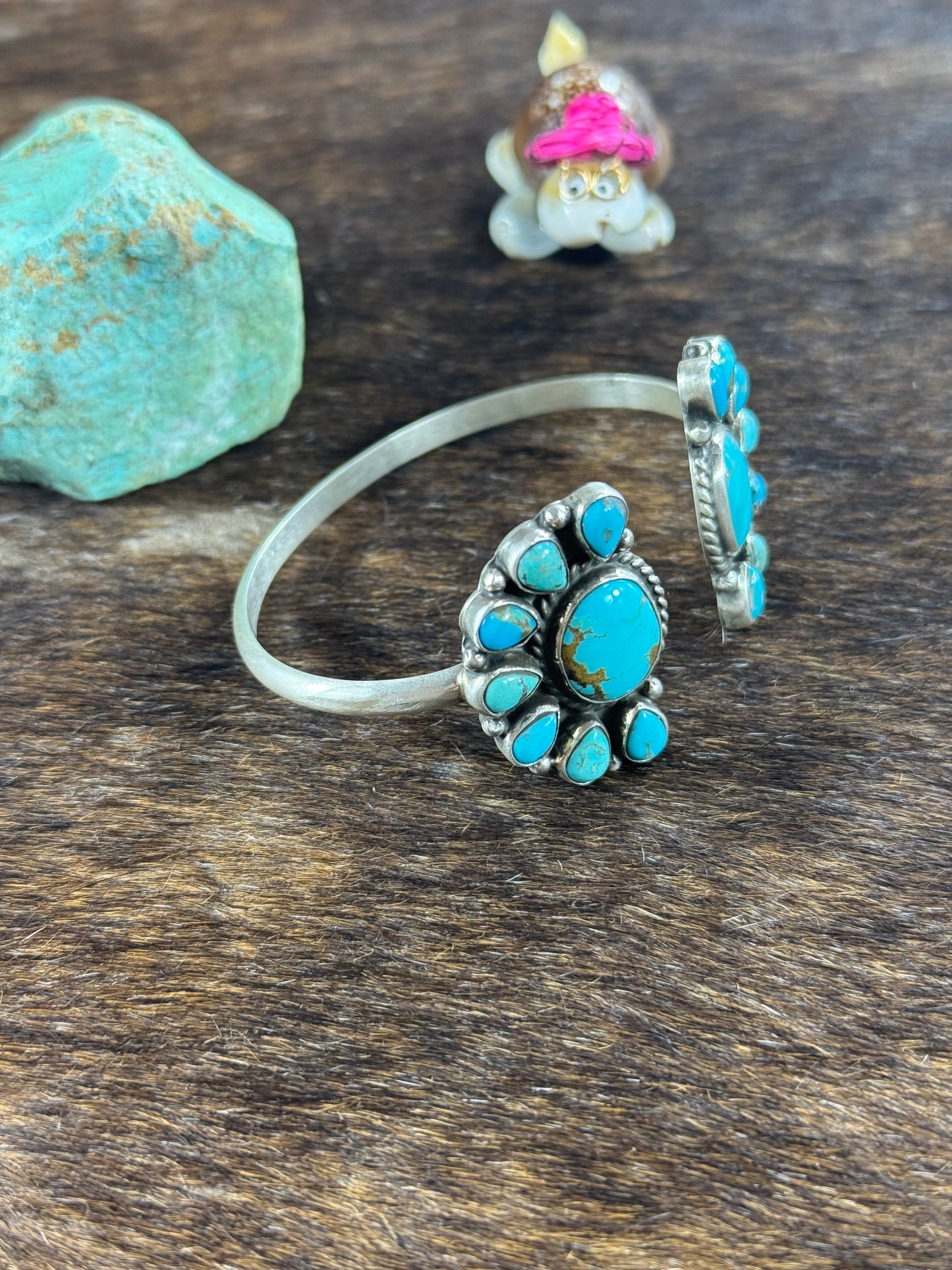 Kingman Half Cluster Open Cuff Bracelet