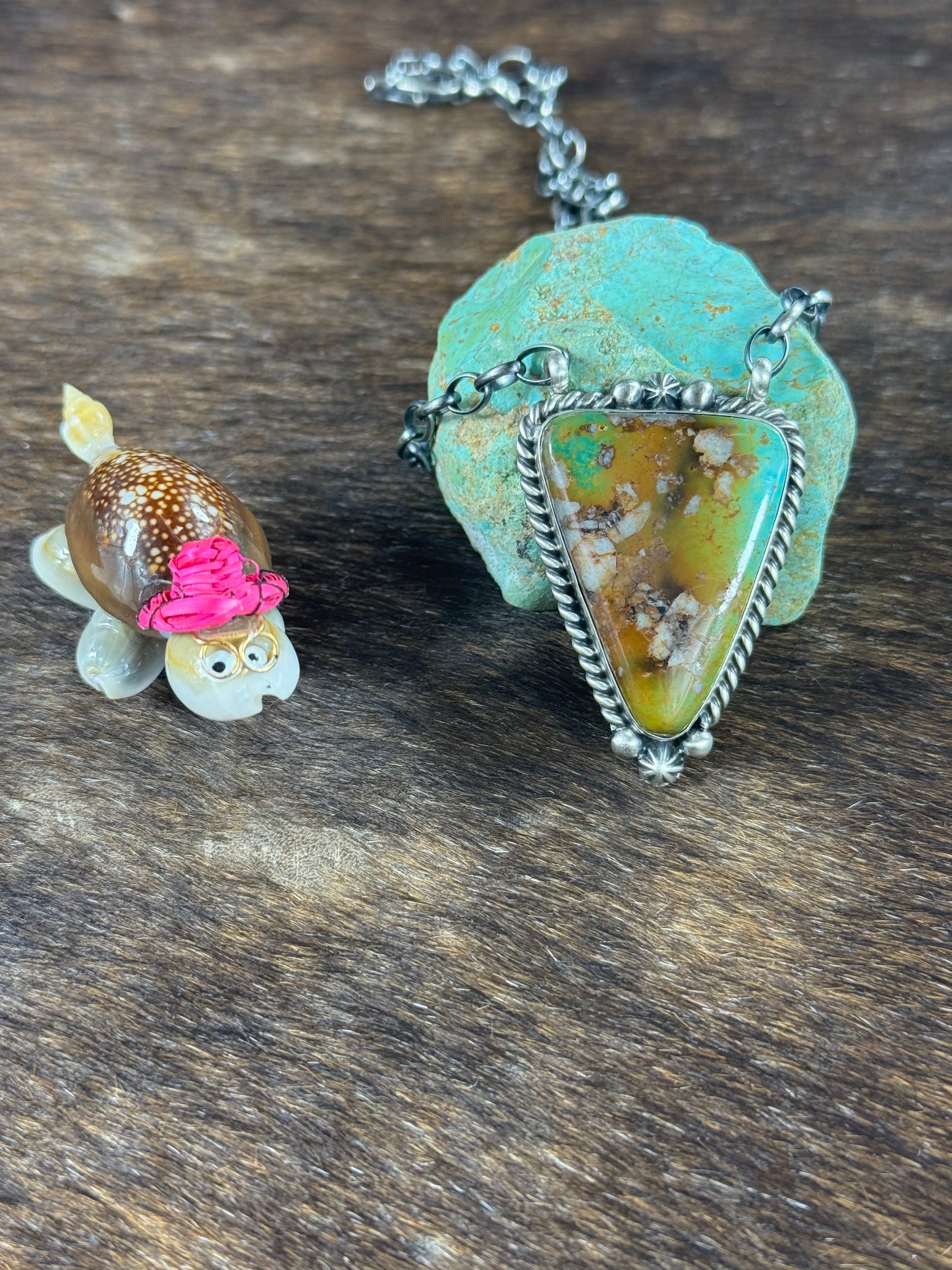 Kingman Turquoise Fixed Pendant Necklace