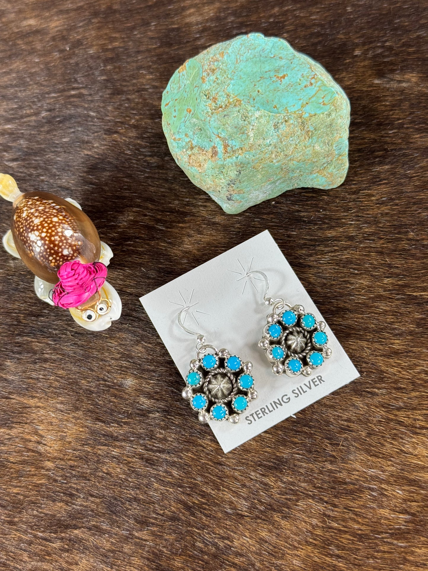 Kingman Turquoise Flower Earring