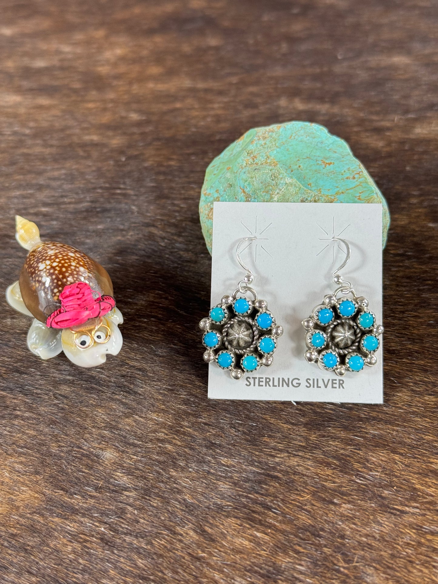 Kingman Turquoise Flower Earring