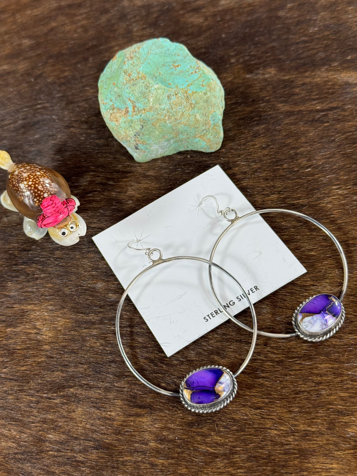 Lavender Dahlia Hoop Earring