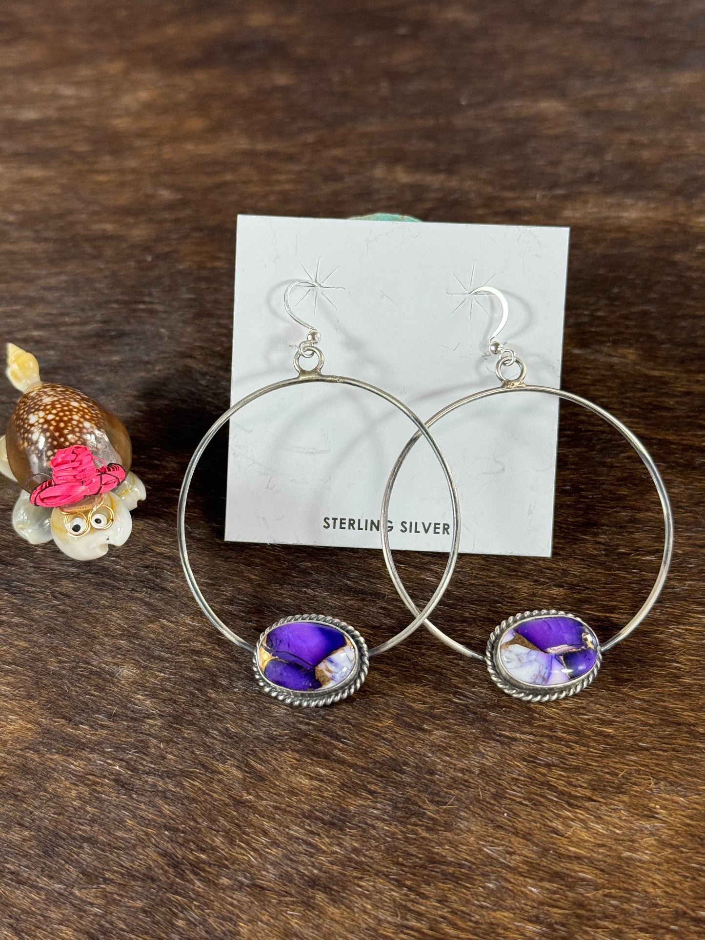 Lavender Dahlia Hoop Earring