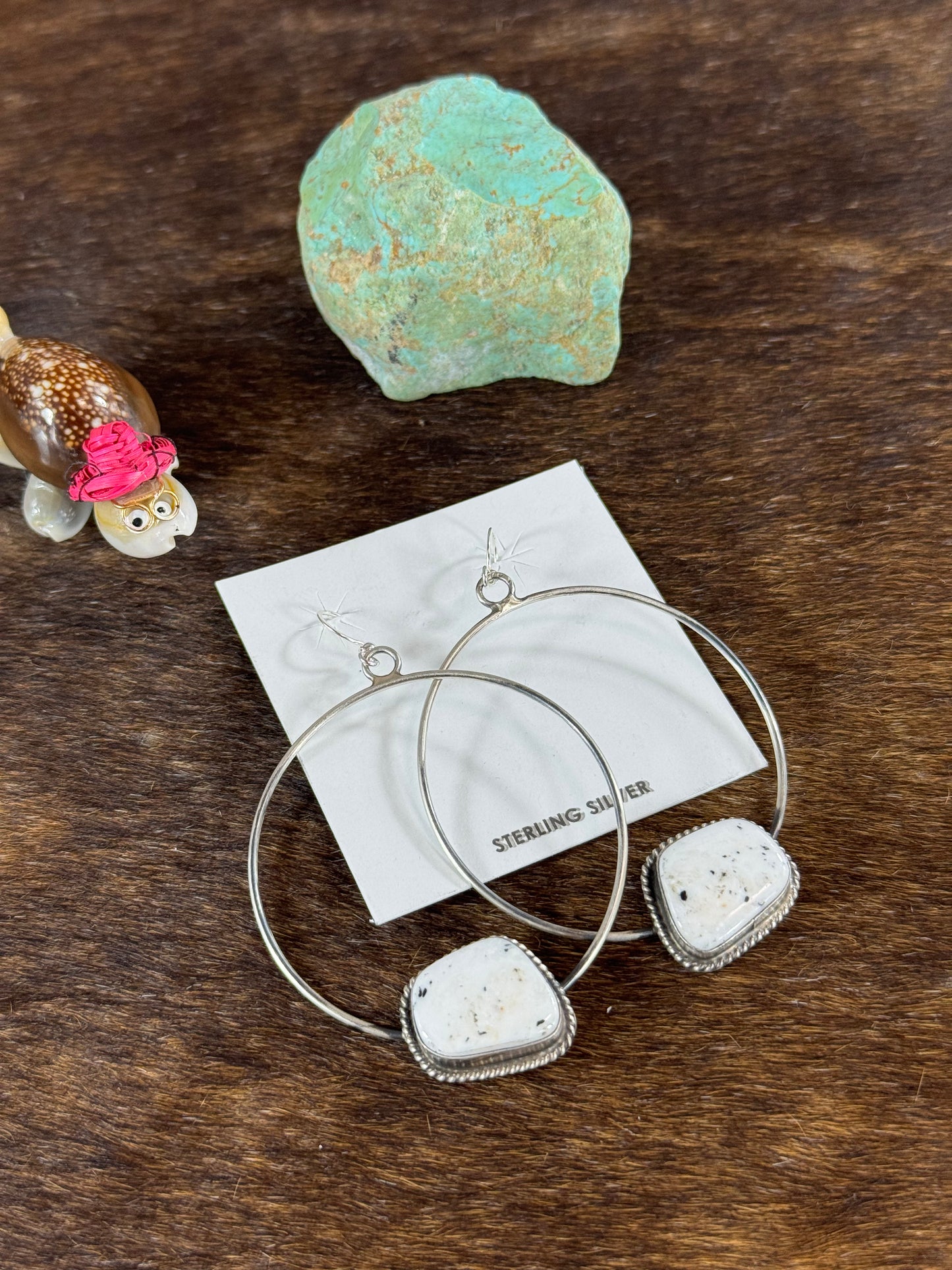 White Buffalo Hoop Earring