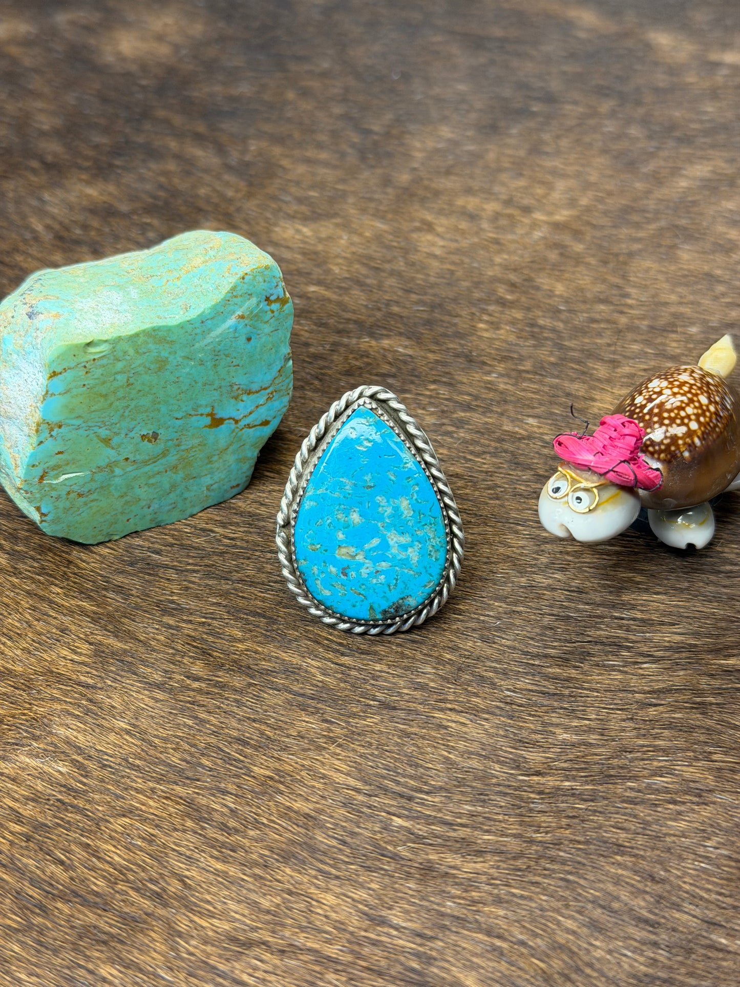 Kingman Turquoise Tear Drop Ring