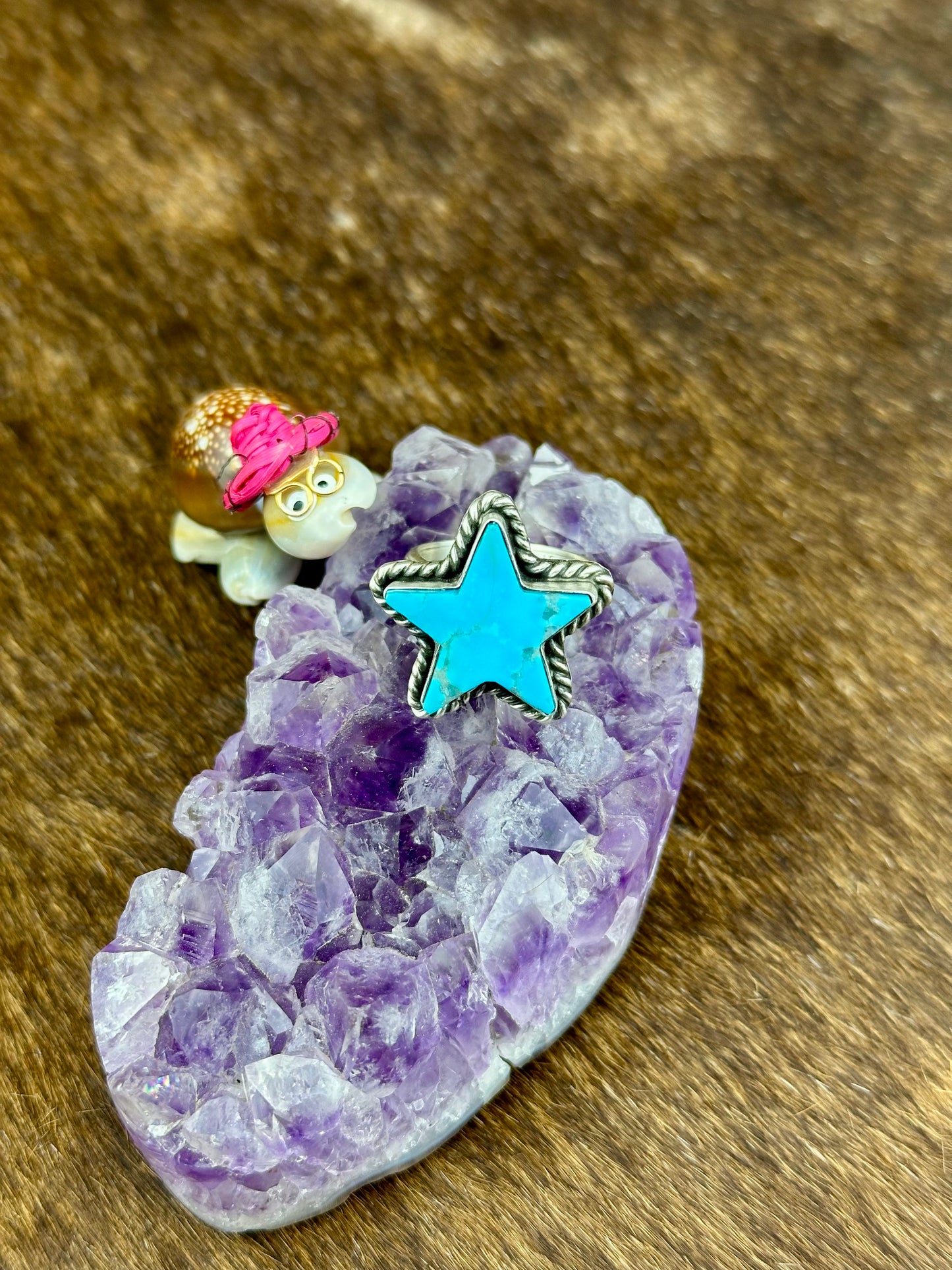 Kingman Turquoise Sterling SIlver Star Ring