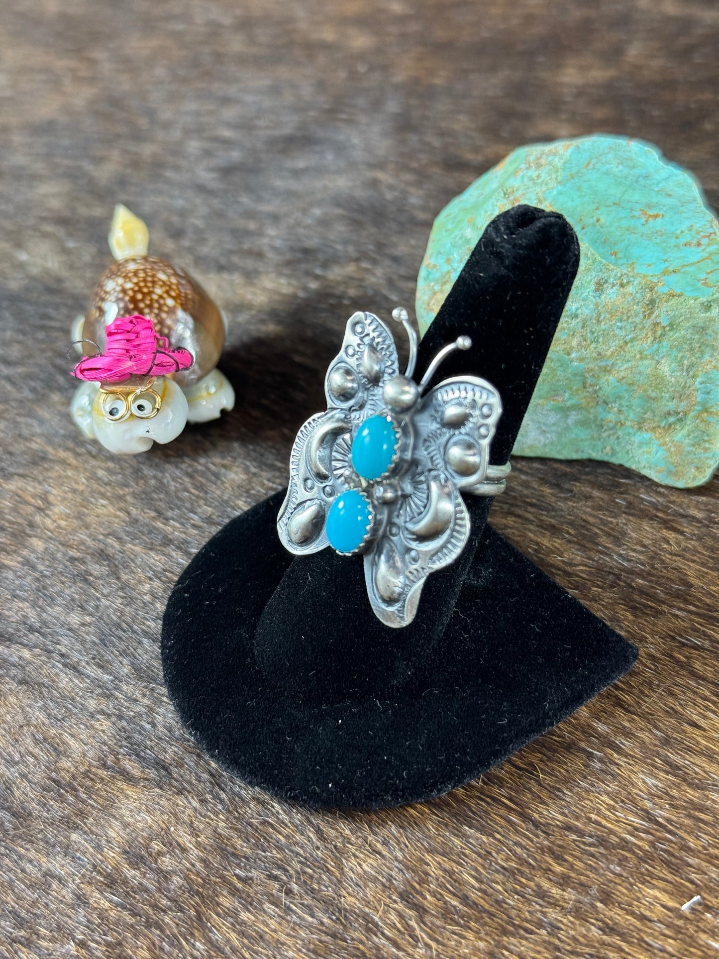 Kingman Turquoise Butterfly Ring