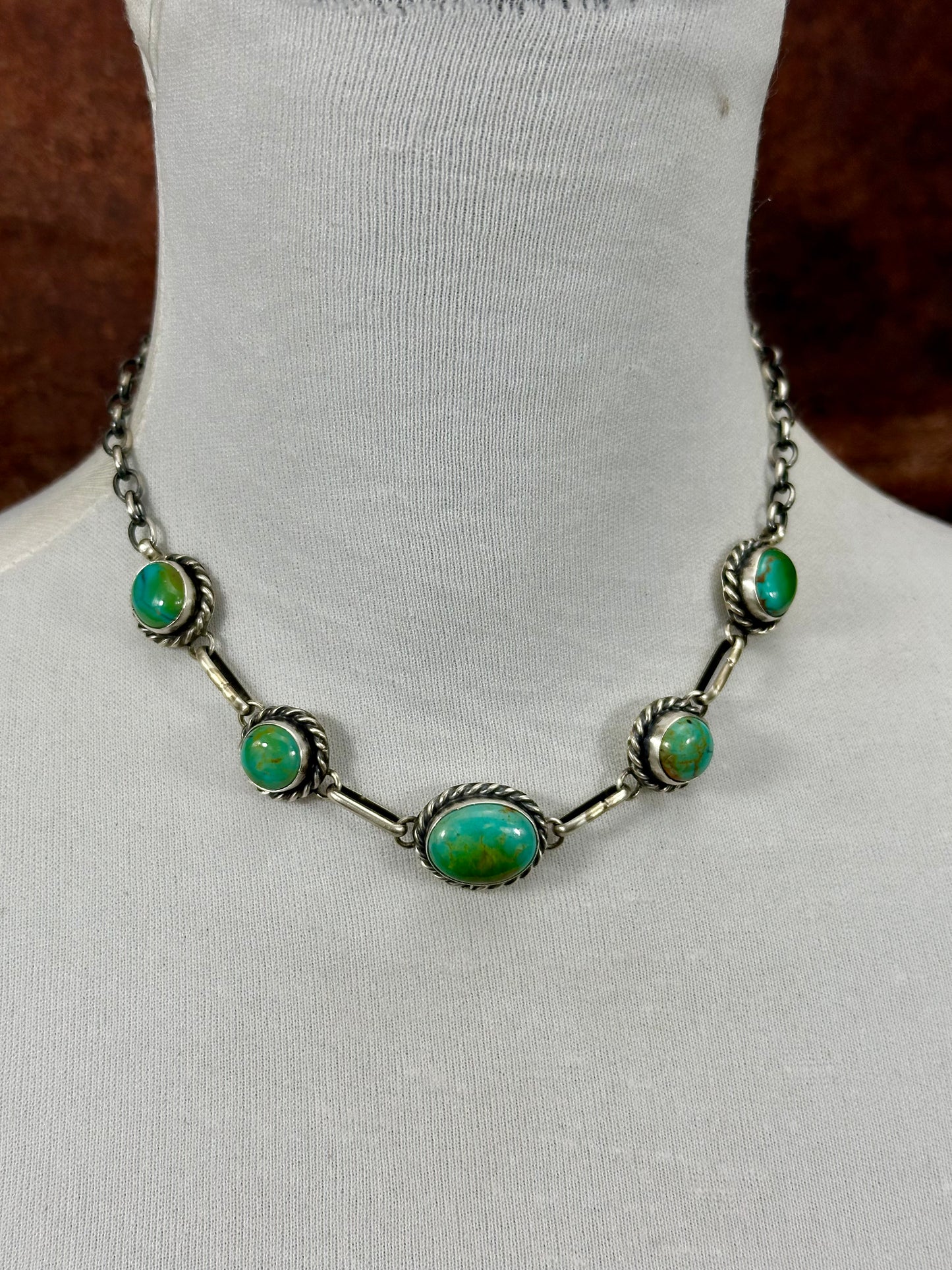 Sonoran Turquoise Sterling Silver Five Stone Choker