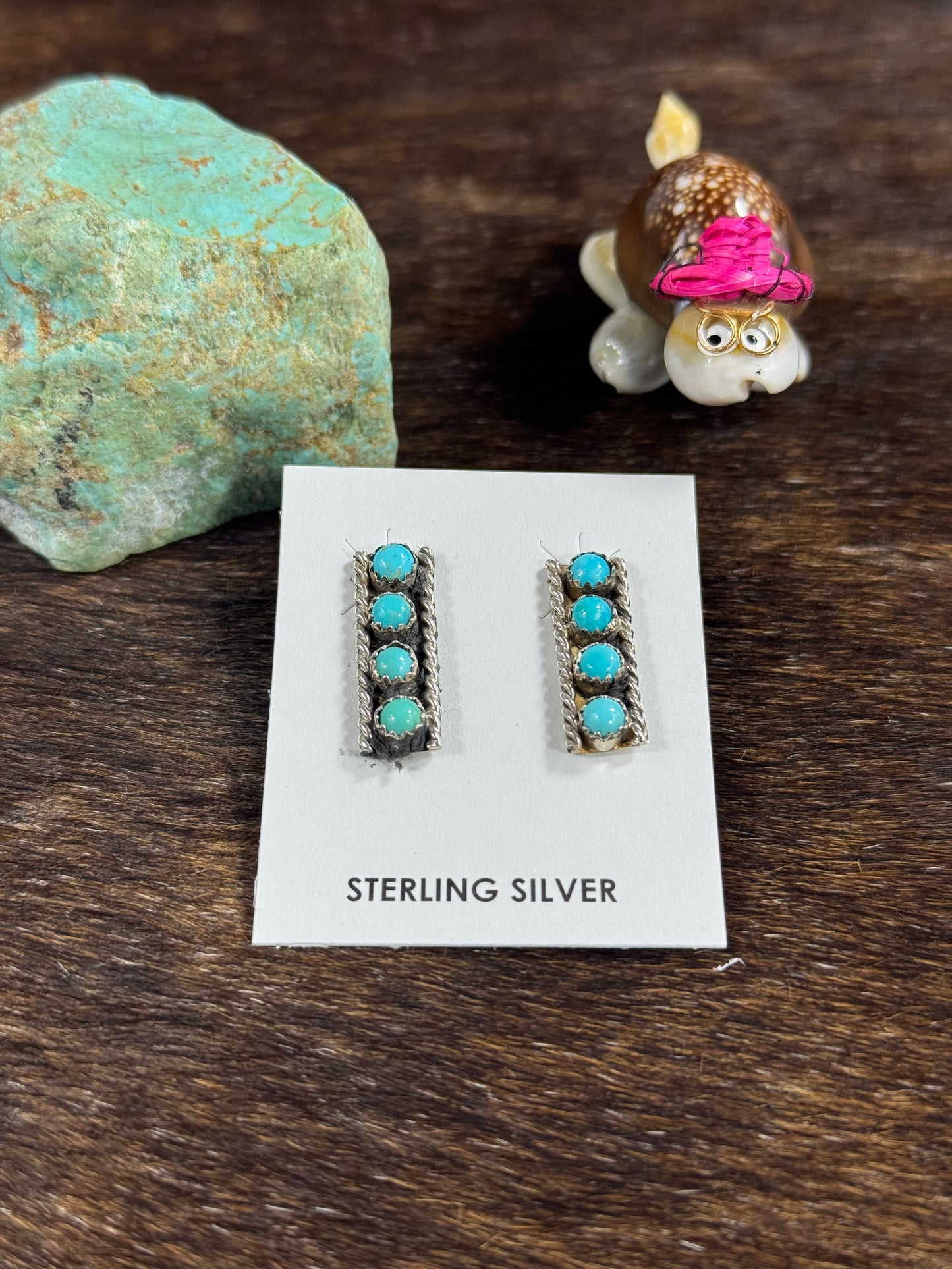 Kingman Turquoise Rectangle Bar Earring