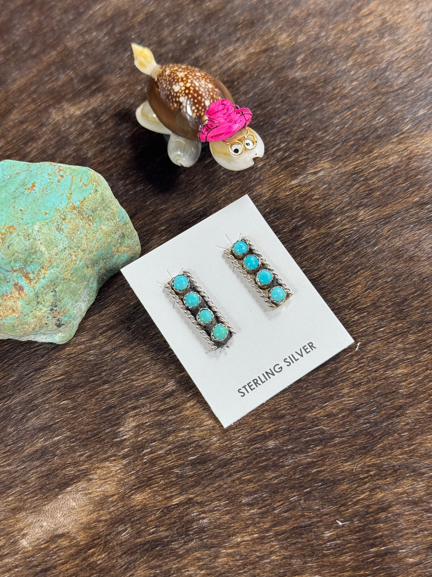 Kingman Turquoise Rectangle Bar Earring