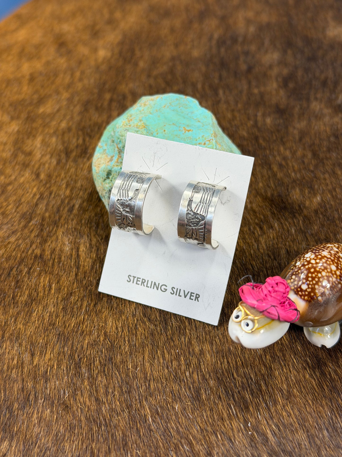 Sterling Silver Stamped Hoop Earring