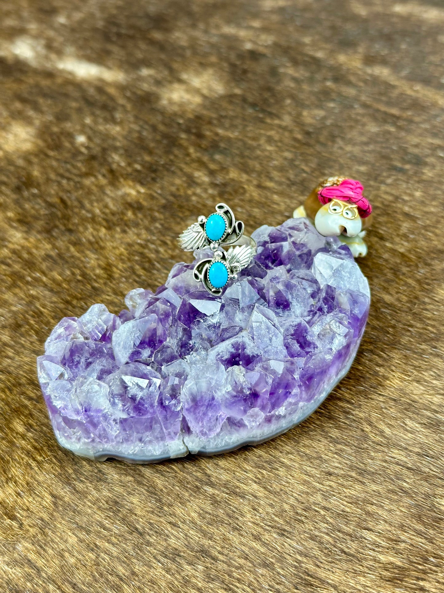 Kingman Turquoise Sterling Silver Two Stone Wing Ring
