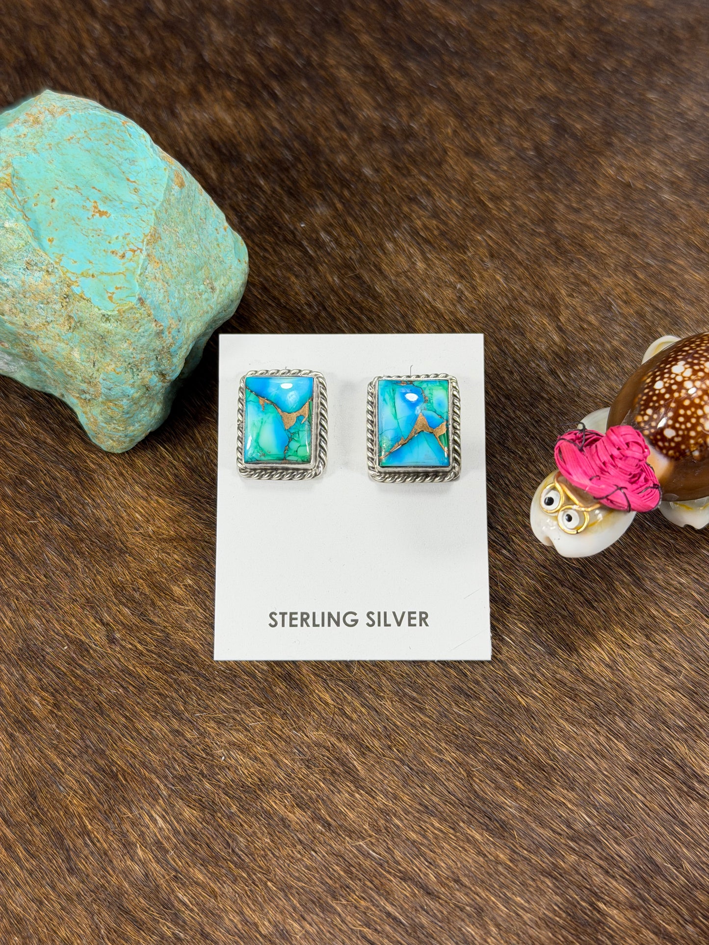 Peacock Dahlia Square Earring