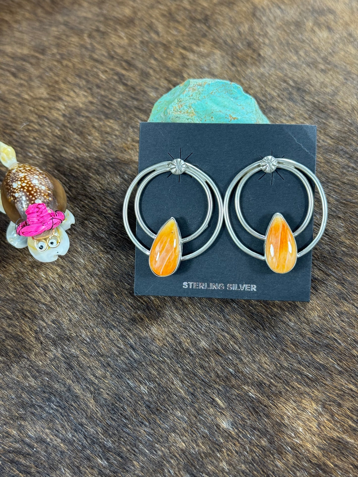 Orange Spiny Hoop Earring