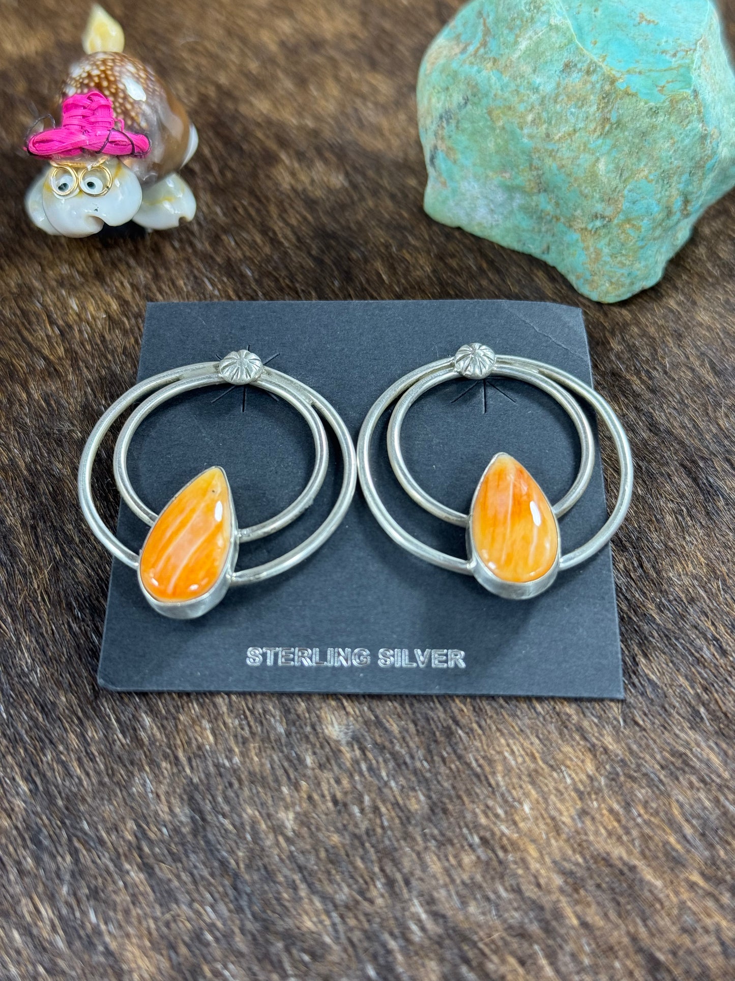 Orange Spiny Hoop Earring