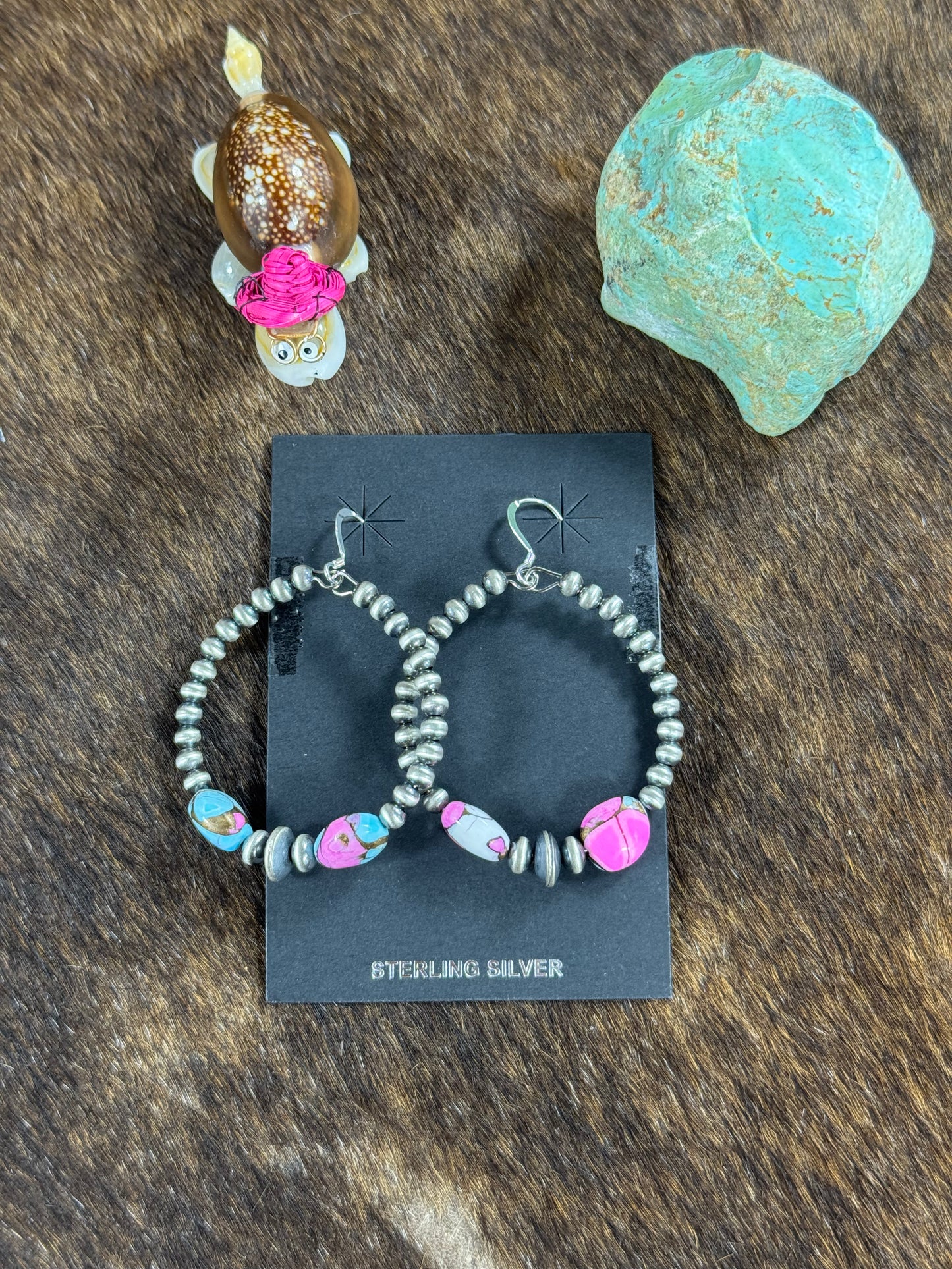 Sterling Silver and Cotton Candy Hoop Earring