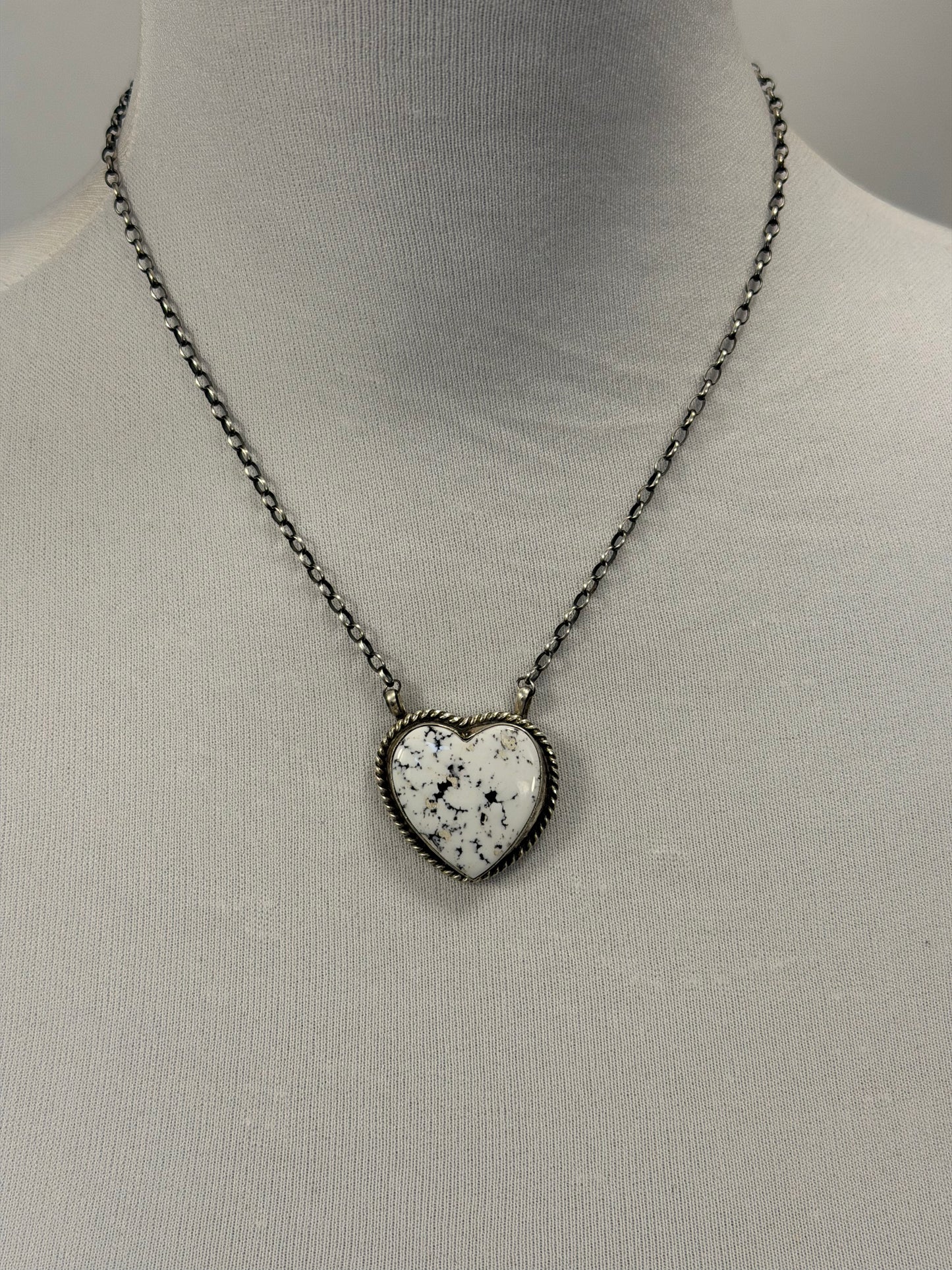 White Buffalo Heart Necklace